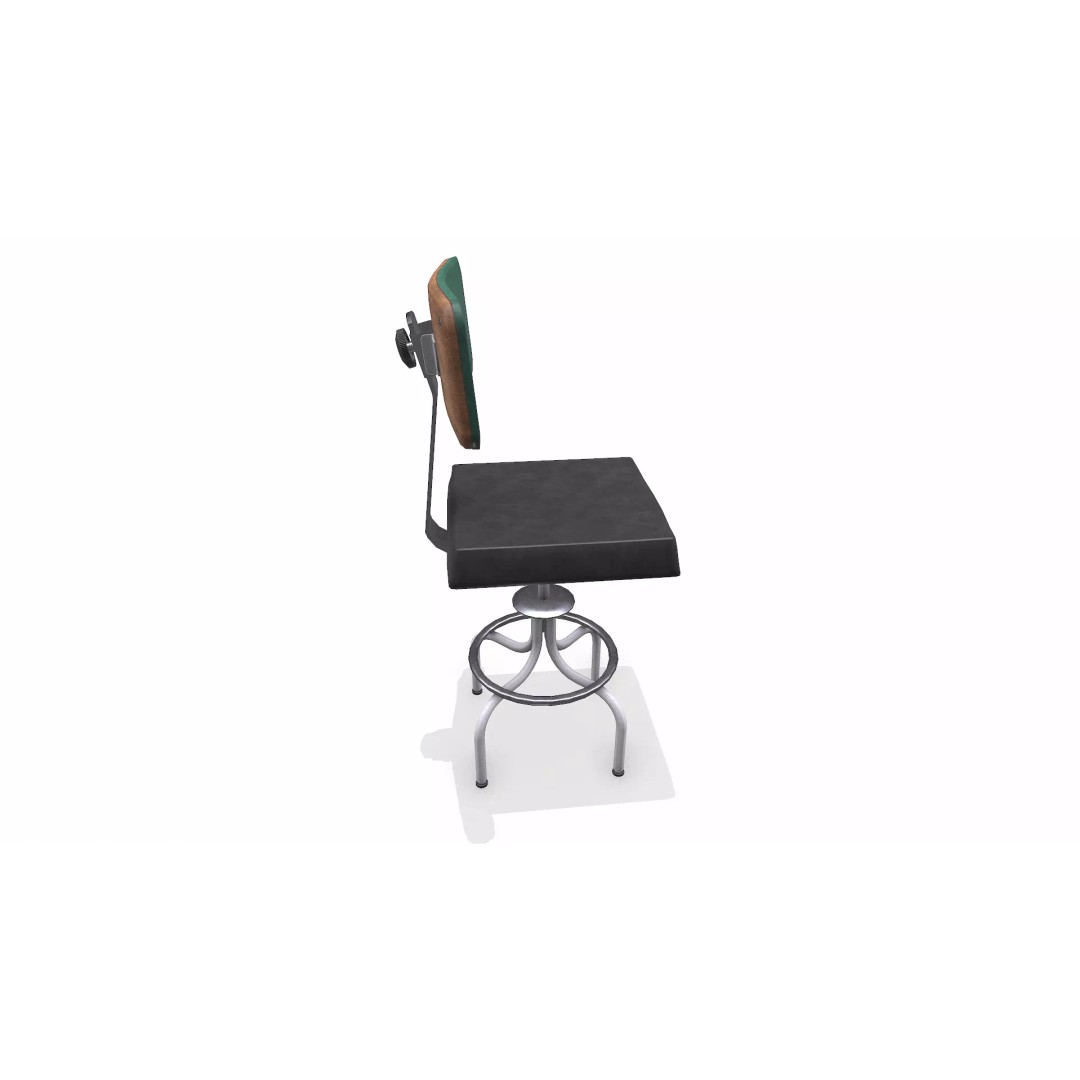 Old Lab Chair 3D Model – Low Poly PBR Game Asset, FBX, OBJ - View 9