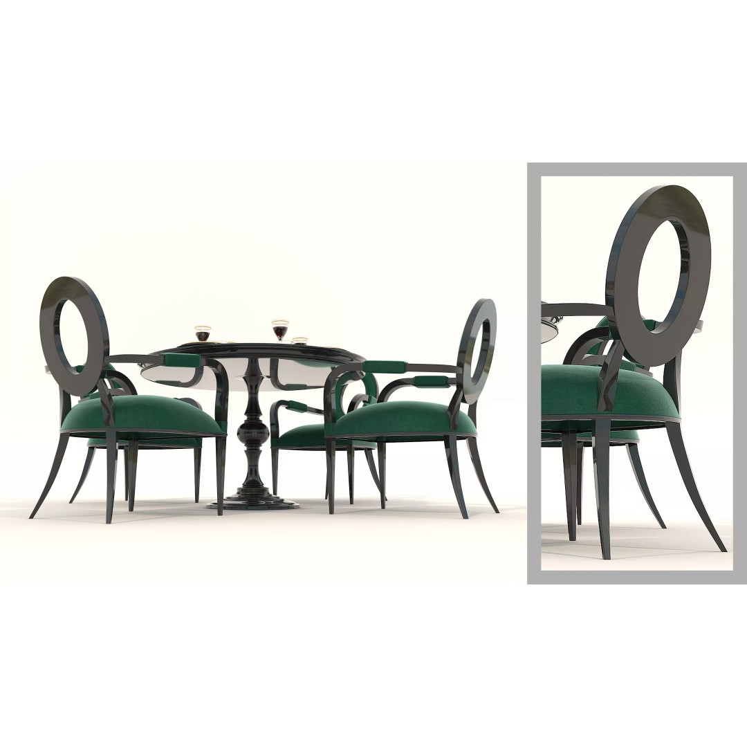 Contemporary Round Marble Dining Set 3D Model – Elegant Furniture for Archviz - View 4