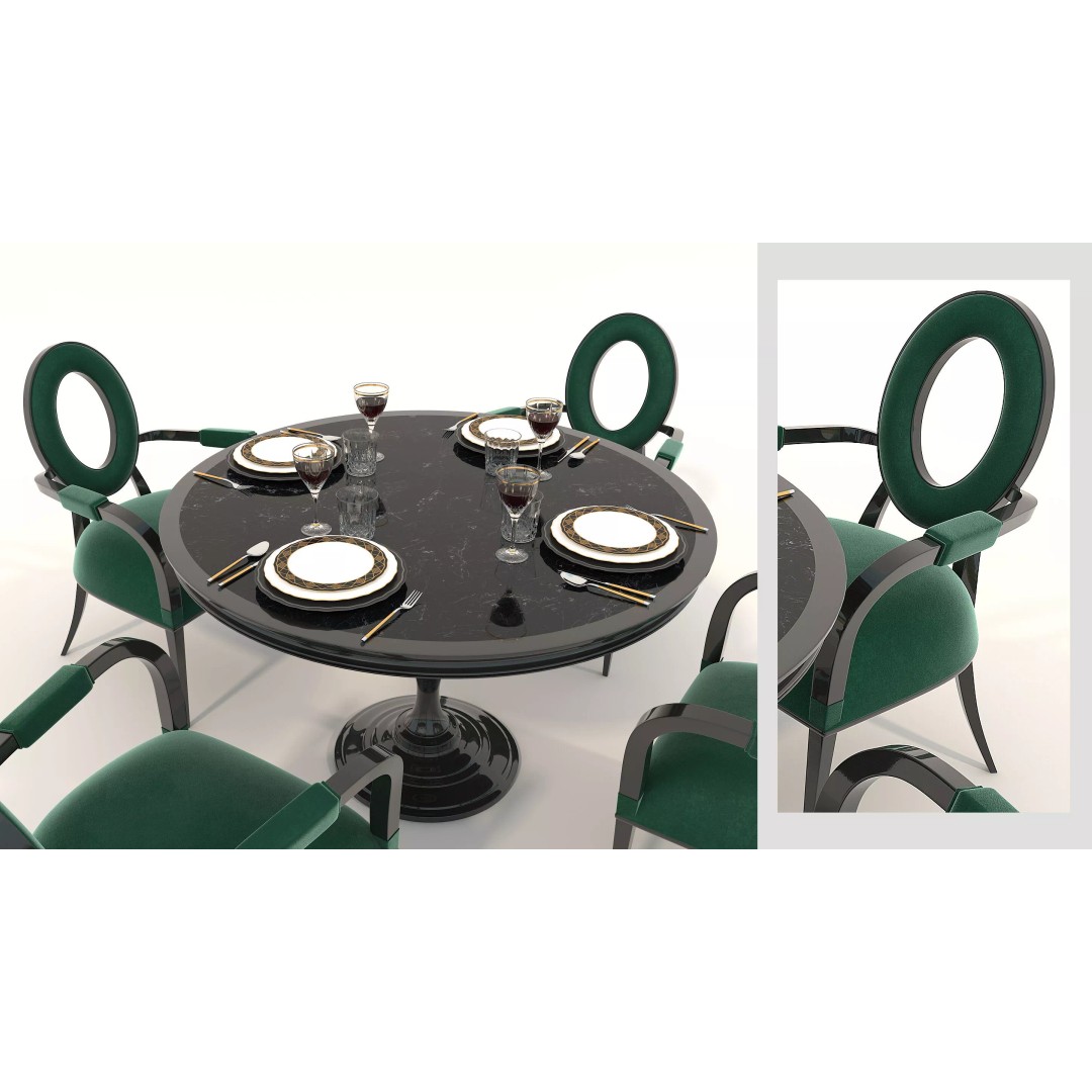 Contemporary Round Marble Dining Set 3D Model – Elegant Furniture for Archviz - View 6