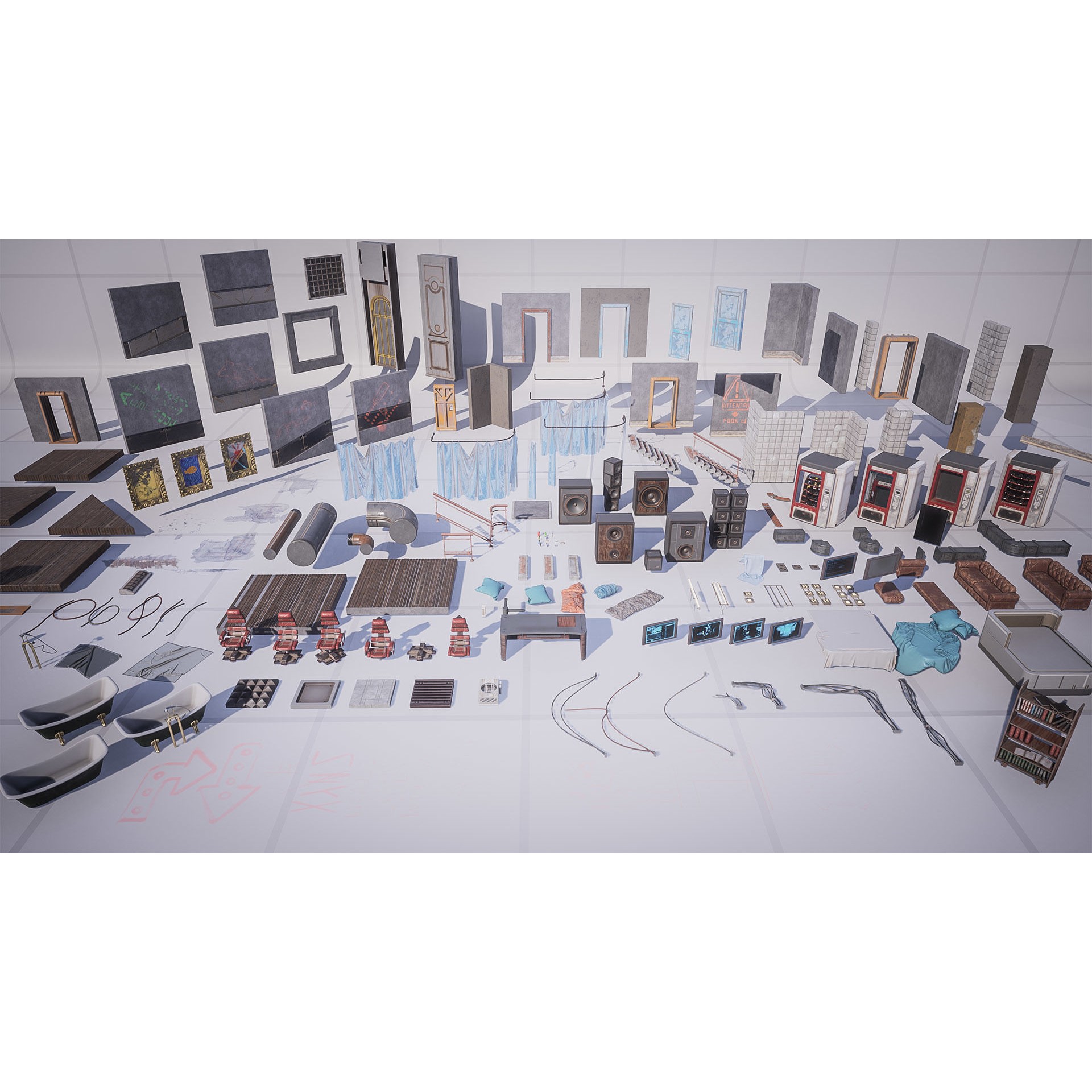 Cyberpunk Interior Environment Kitbash - Low-Poly Game-Ready 3D Model - View 13