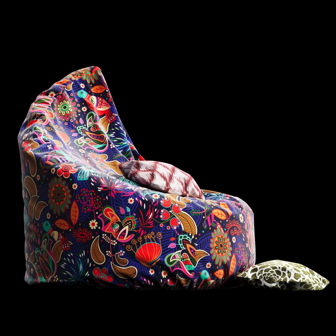 Modern Fabric Beanbag Chair 3D Model – High-Poly PBR Asset for ArchViz