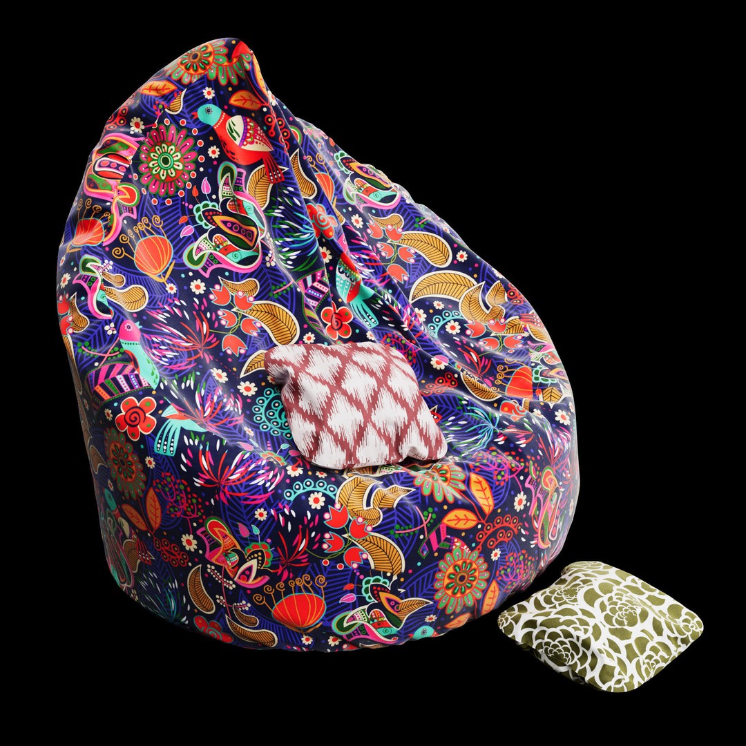Modern Fabric Beanbag Chair 3D Model – High-Poly PBR Asset for ArchViz - View 11