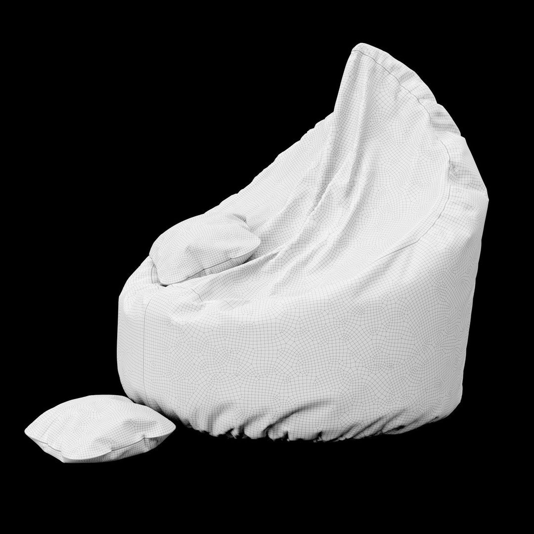 Modern Fabric Beanbag Chair 3D Model – High-Poly PBR Asset for ArchViz - View 3