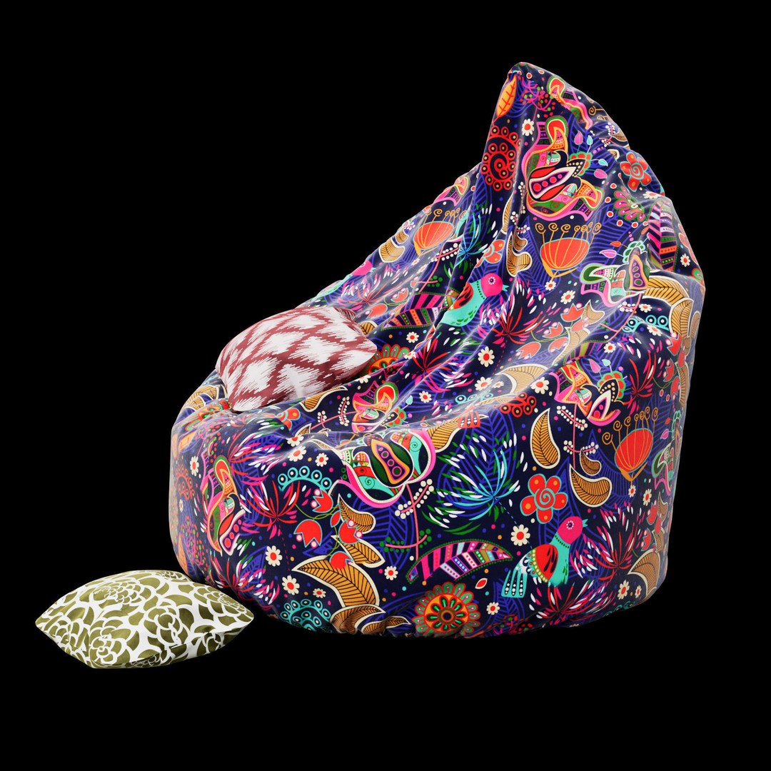 Modern Fabric Beanbag Chair 3D Model – High-Poly PBR Asset for ArchViz - View 4