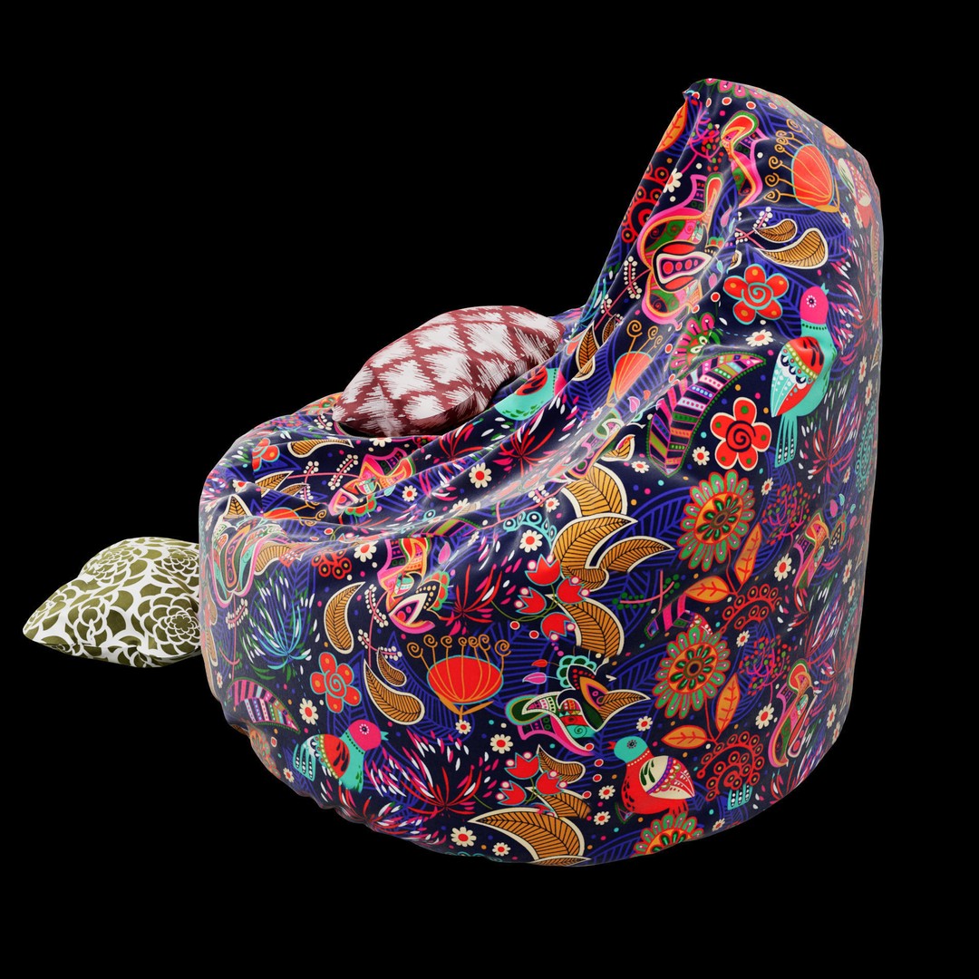 Modern Fabric Beanbag Chair 3D Model – High-Poly PBR Asset for ArchViz - View 5