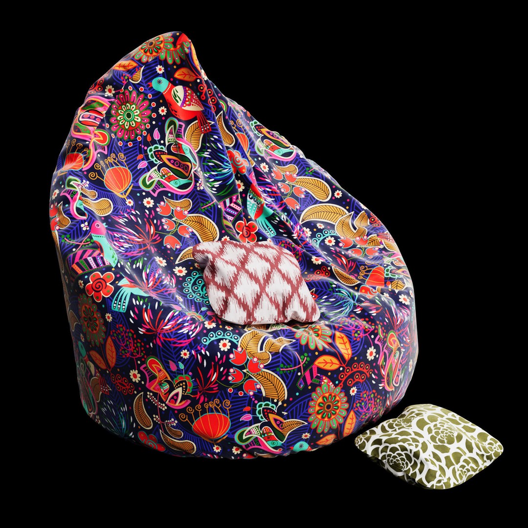Modern Fabric Beanbag Chair 3D Model – High-Poly PBR Asset for ArchViz - View 6