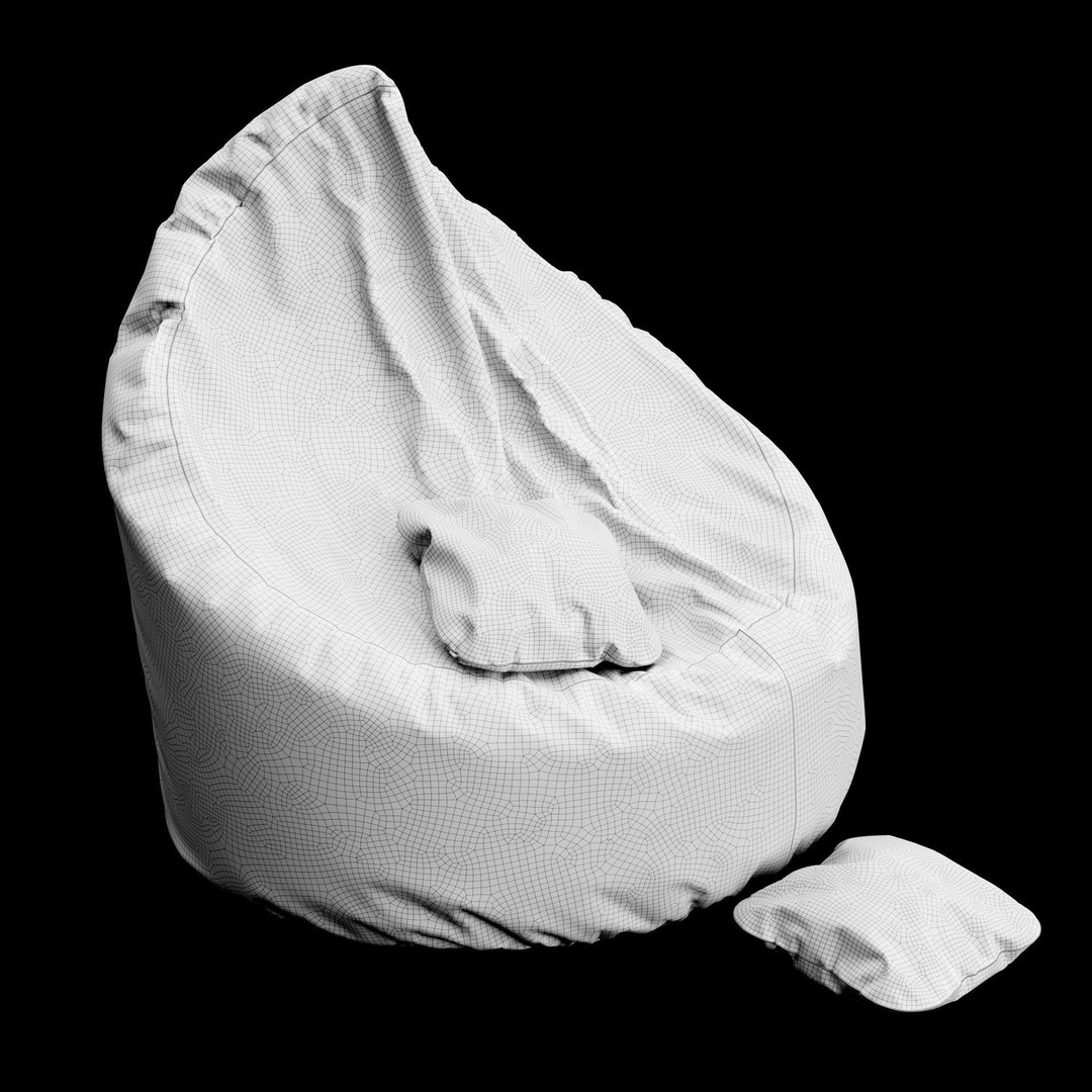 Modern Fabric Beanbag Chair 3D Model – High-Poly PBR Asset for ArchViz - View 7