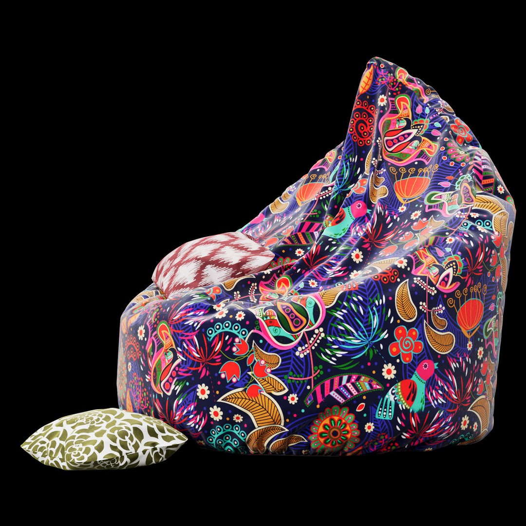 Modern Fabric Beanbag Chair 3D Model – High-Poly PBR Asset for ArchViz - View 8