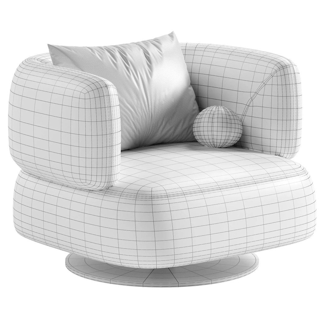 Zeppelin Modern Armchair 3D Model – High Poly Furniture Asset, OBJ - View 8