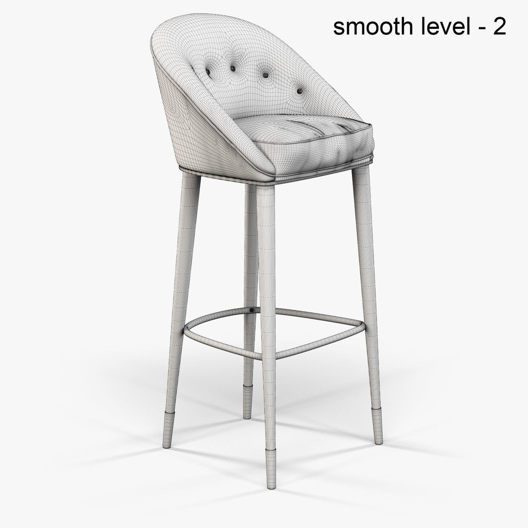 Brabbu Malay Bar Chair 3D Model – High Poly Velvet Chair, FBX - View 10