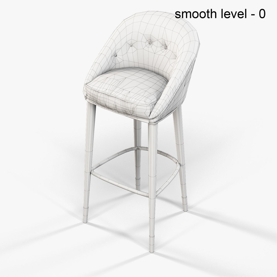 Brabbu Malay Bar Chair 3D Model – High Poly Velvet Chair, FBX - View 11
