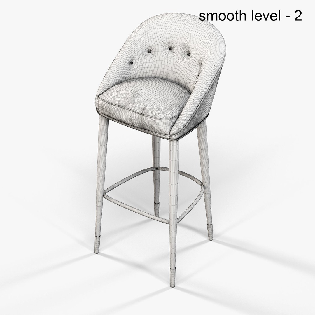 Brabbu Malay Bar Chair 3D Model – High Poly Velvet Chair, FBX - View 12