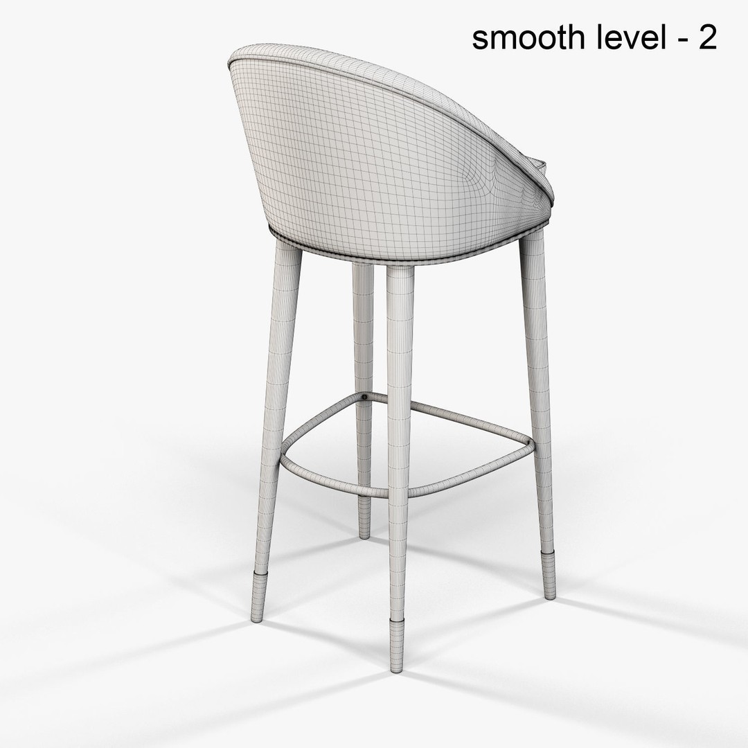 Brabbu Malay Bar Chair 3D Model – High Poly Velvet Chair, FBX - View 14