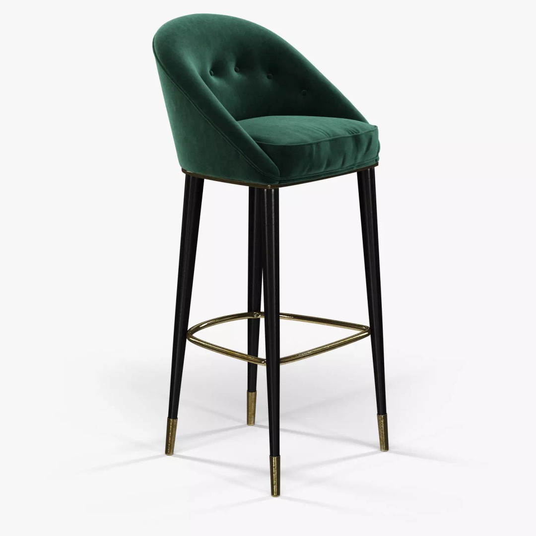 Brabbu Malay Bar Chair 3D Model – High Poly Velvet Chair, FBX - View 2