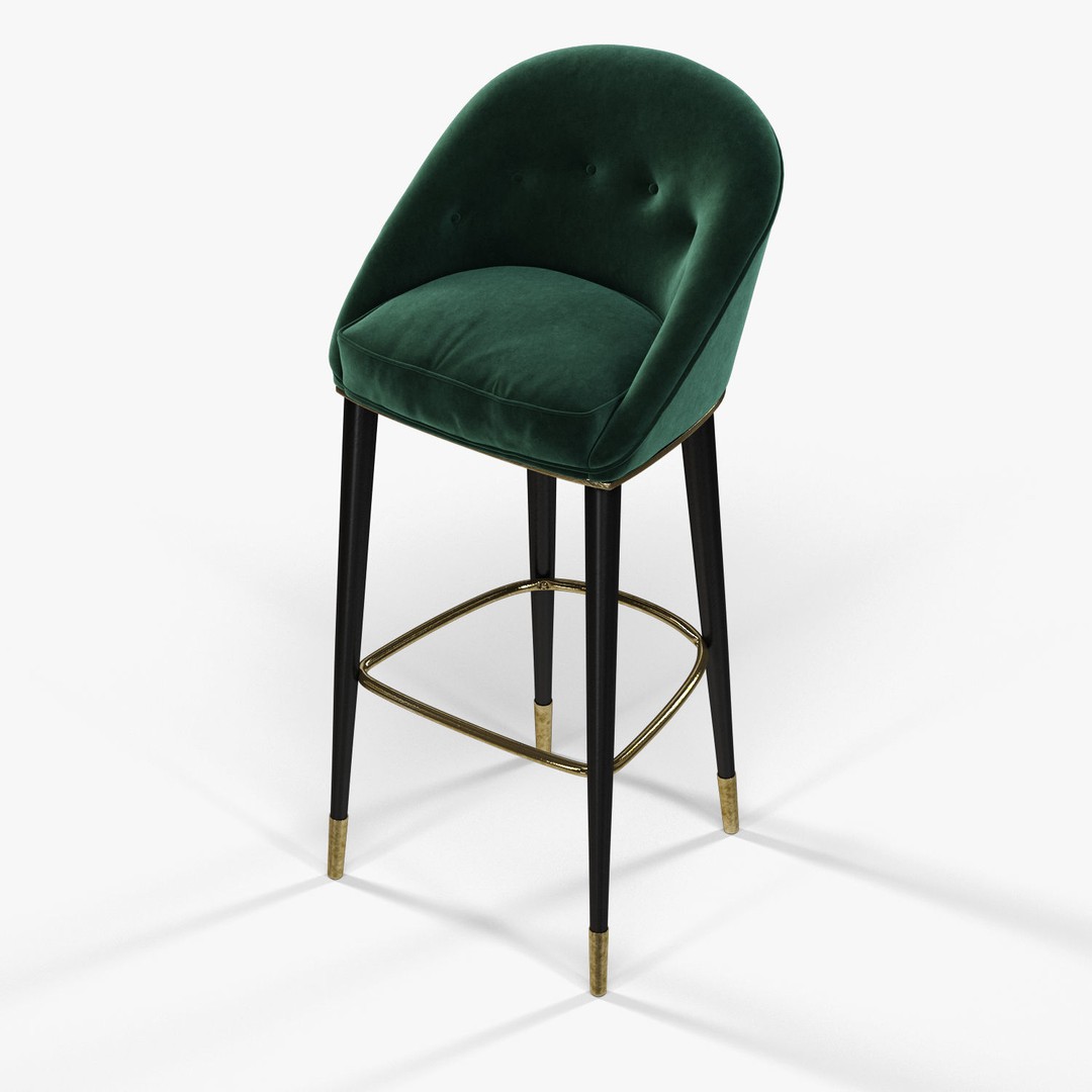 Brabbu Malay Bar Chair 3D Model – High Poly Velvet Chair, FBX - View 4