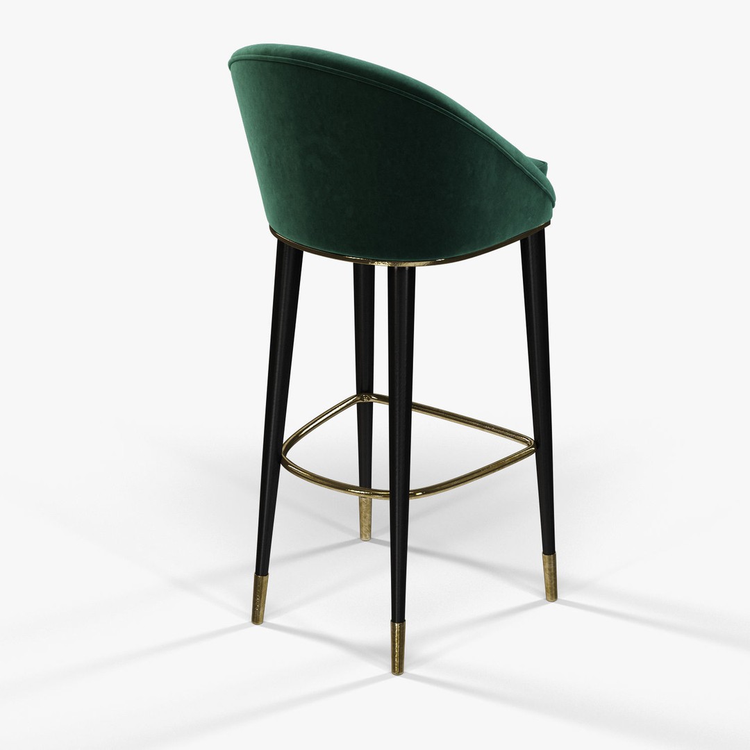 Brabbu Malay Bar Chair 3D Model – High Poly Velvet Chair, FBX - View 5