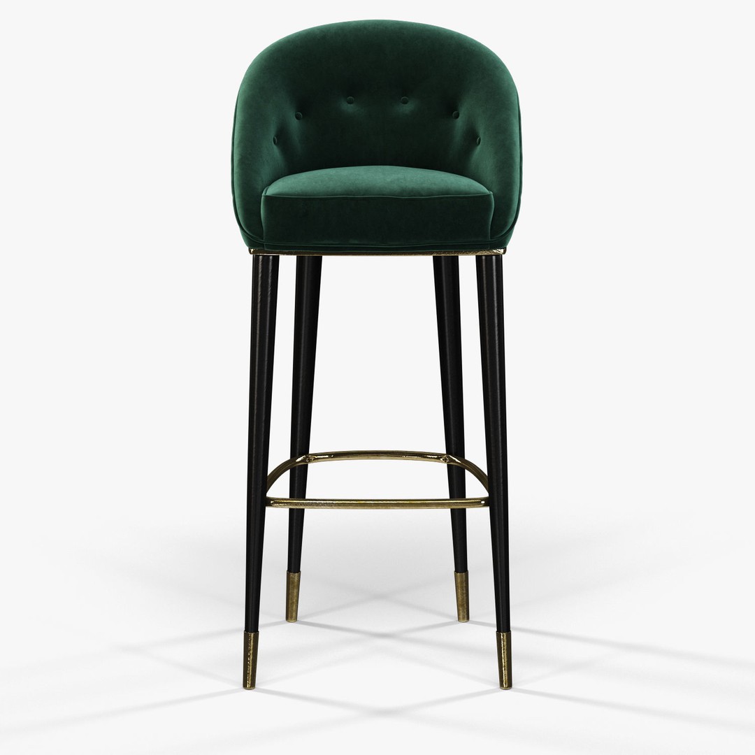 Brabbu Malay Bar Chair 3D Model – High Poly Velvet Chair, FBX - View 6