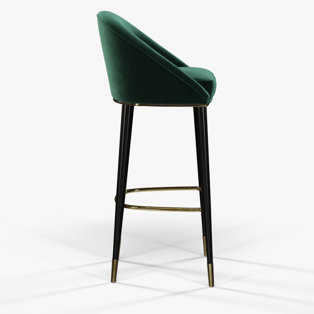 Brabbu Malay Bar Chair 3D Model – High Poly Velvet Chair, FBX - View 7