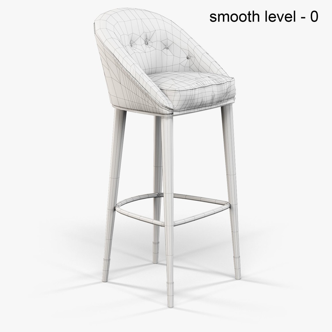 Brabbu Malay Bar Chair 3D Model – High Poly Velvet Chair, FBX - View 9