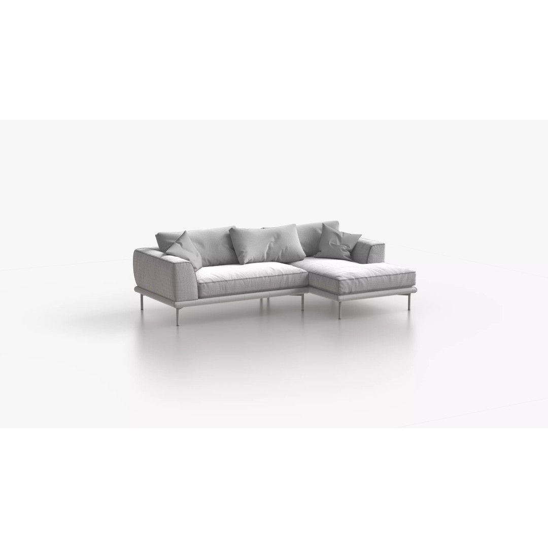 Sofa Linea Brown 3D Model – Modern Fabric Sofa, PBR Textures - View 10