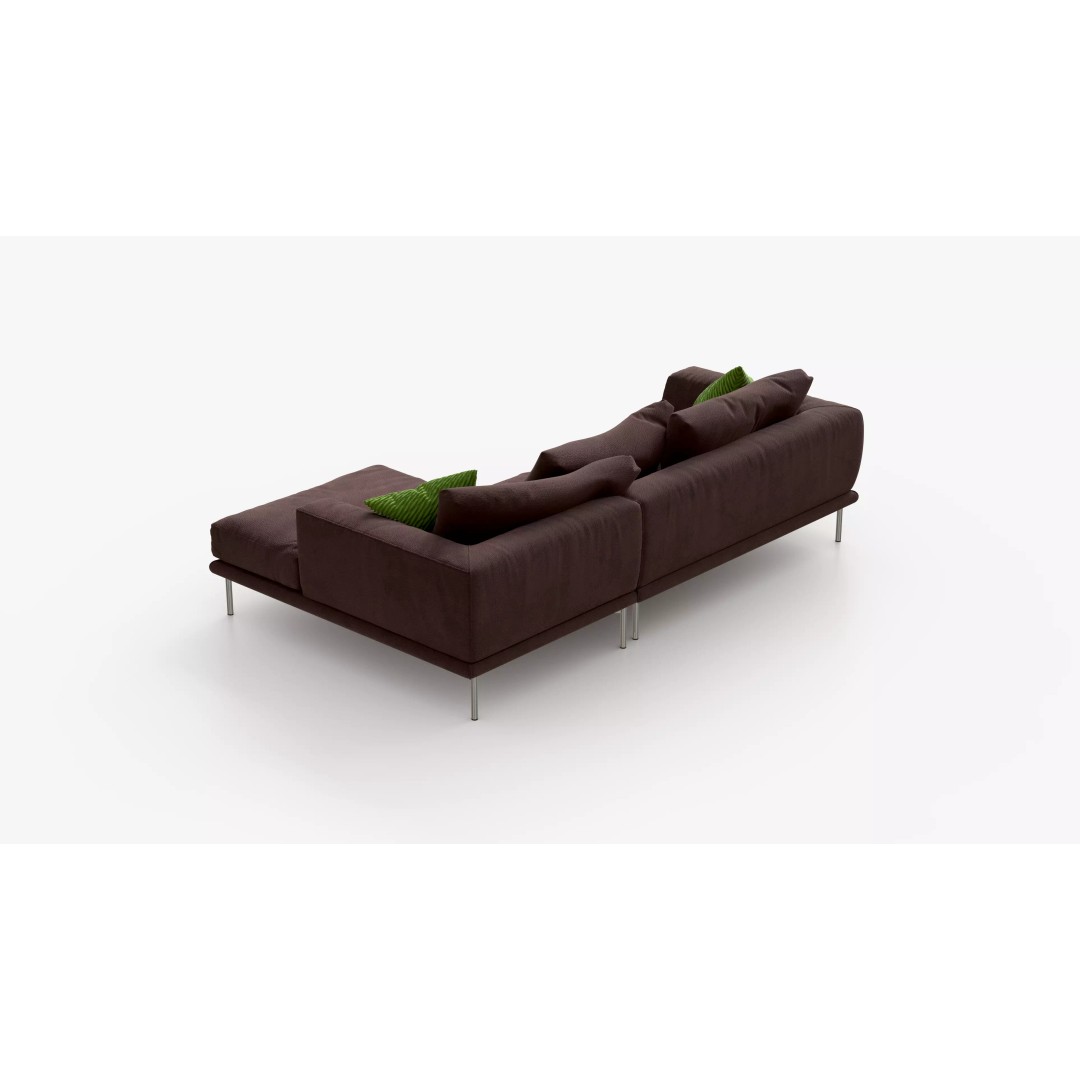 Sofa Linea Brown 3D Model – Modern Fabric Sofa, PBR Textures - View 5