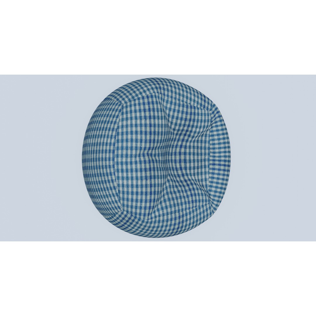 Gingham Beanbag 3D Model – Textured Interior Furniture, Blender, FBX - View 10