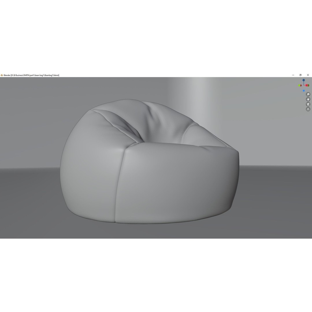 Gingham Beanbag 3D Model – Textured Interior Furniture, Blender, FBX - View 13