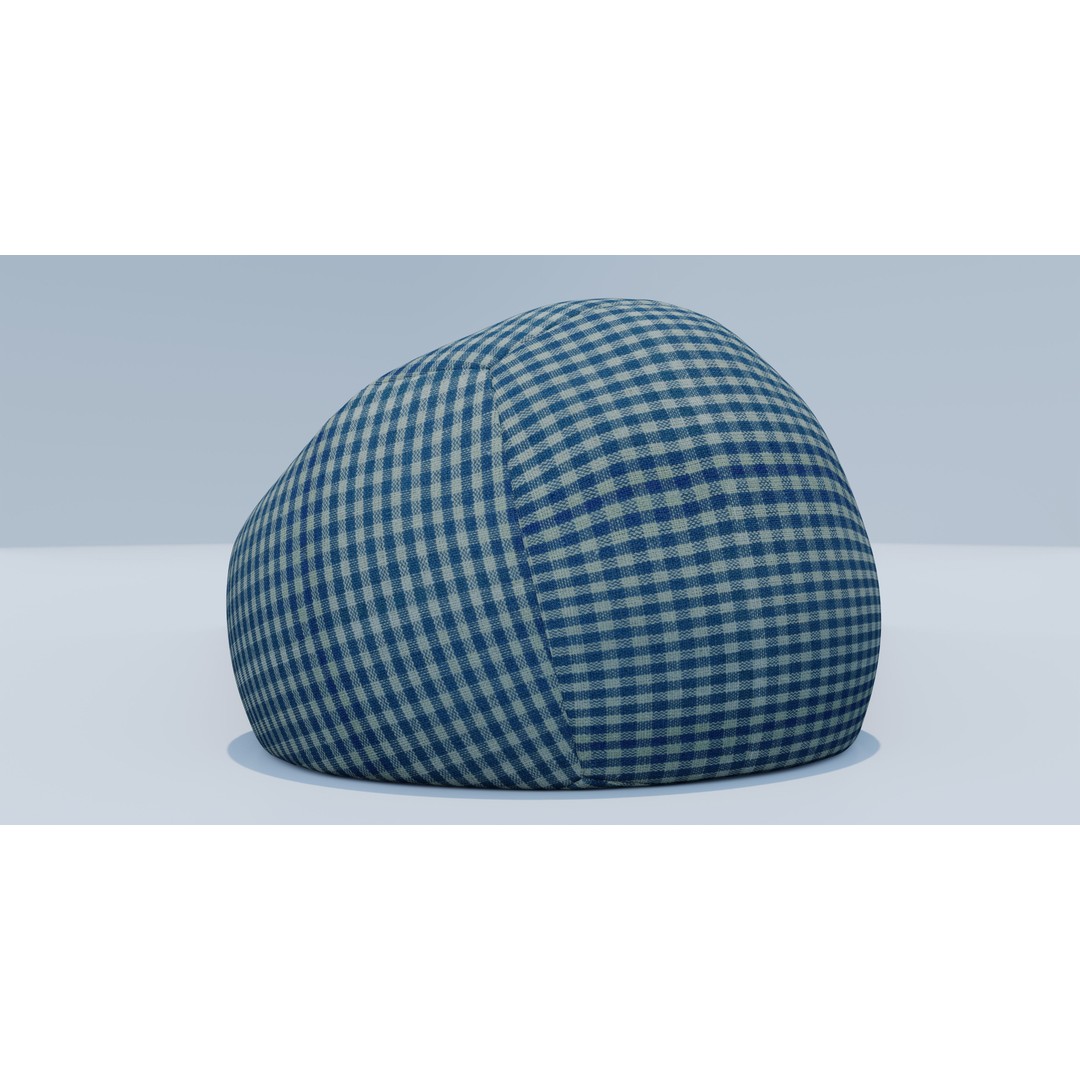 Gingham Beanbag 3D Model – Textured Interior Furniture, Blender, FBX - View 7