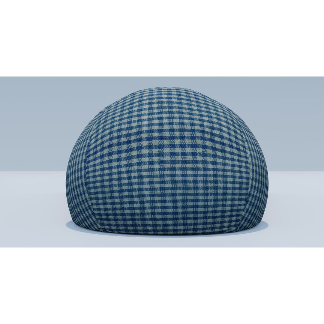 Gingham Beanbag 3D Model – Textured Interior Furniture, Blender, FBX - View 8