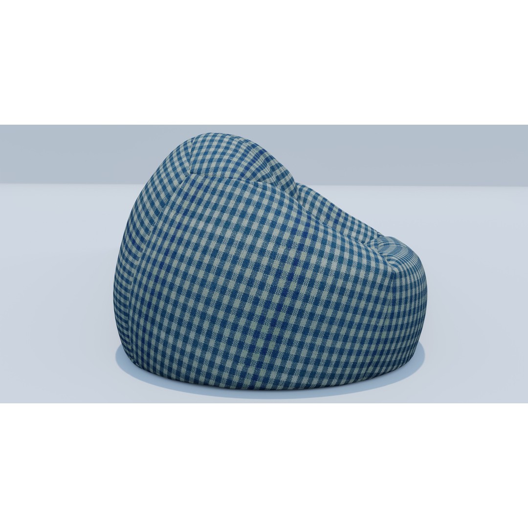 Gingham Beanbag 3D Model – Textured Interior Furniture, Blender, FBX - View 9