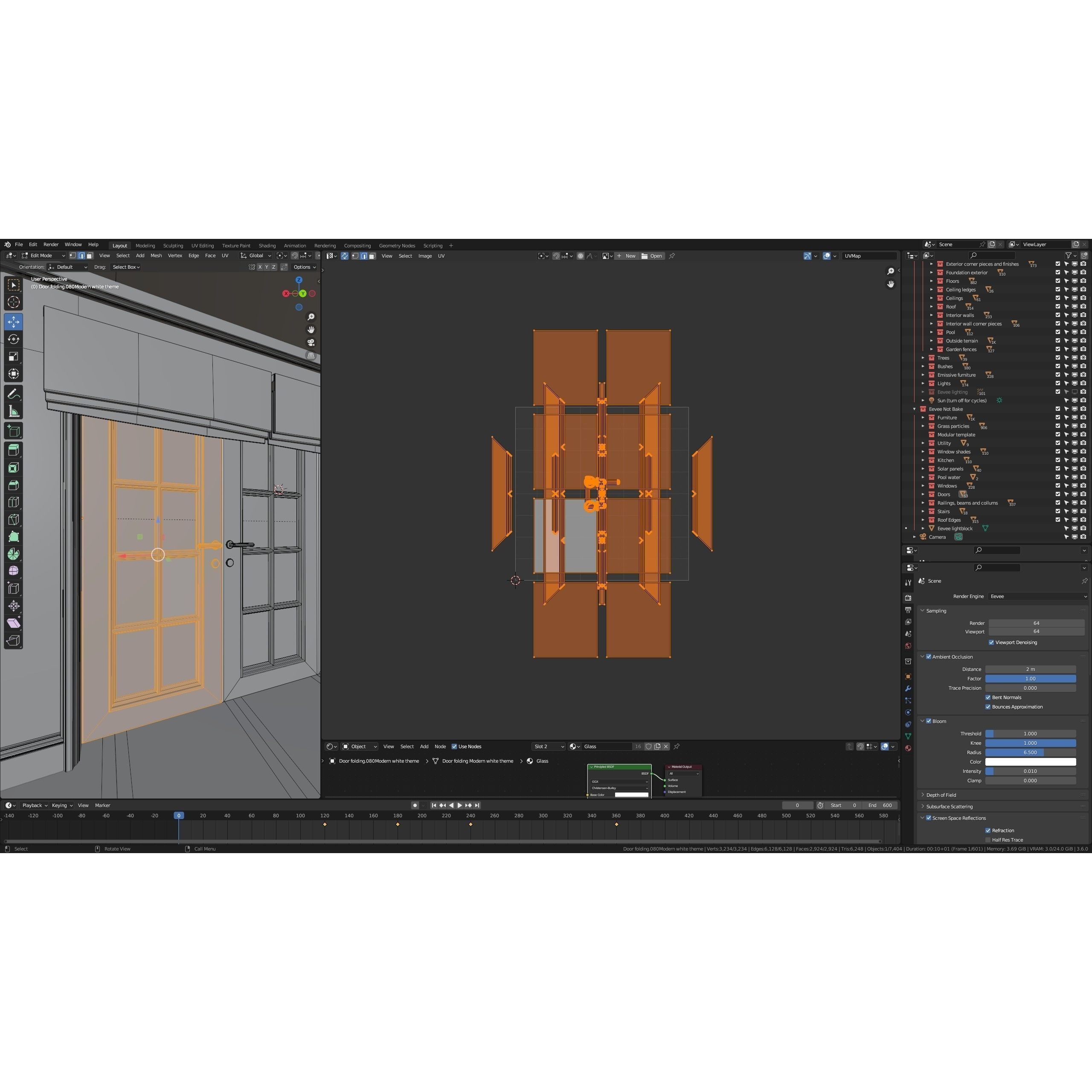 Modular Classic Style American House - Low-Poly Game-Ready 3D Model