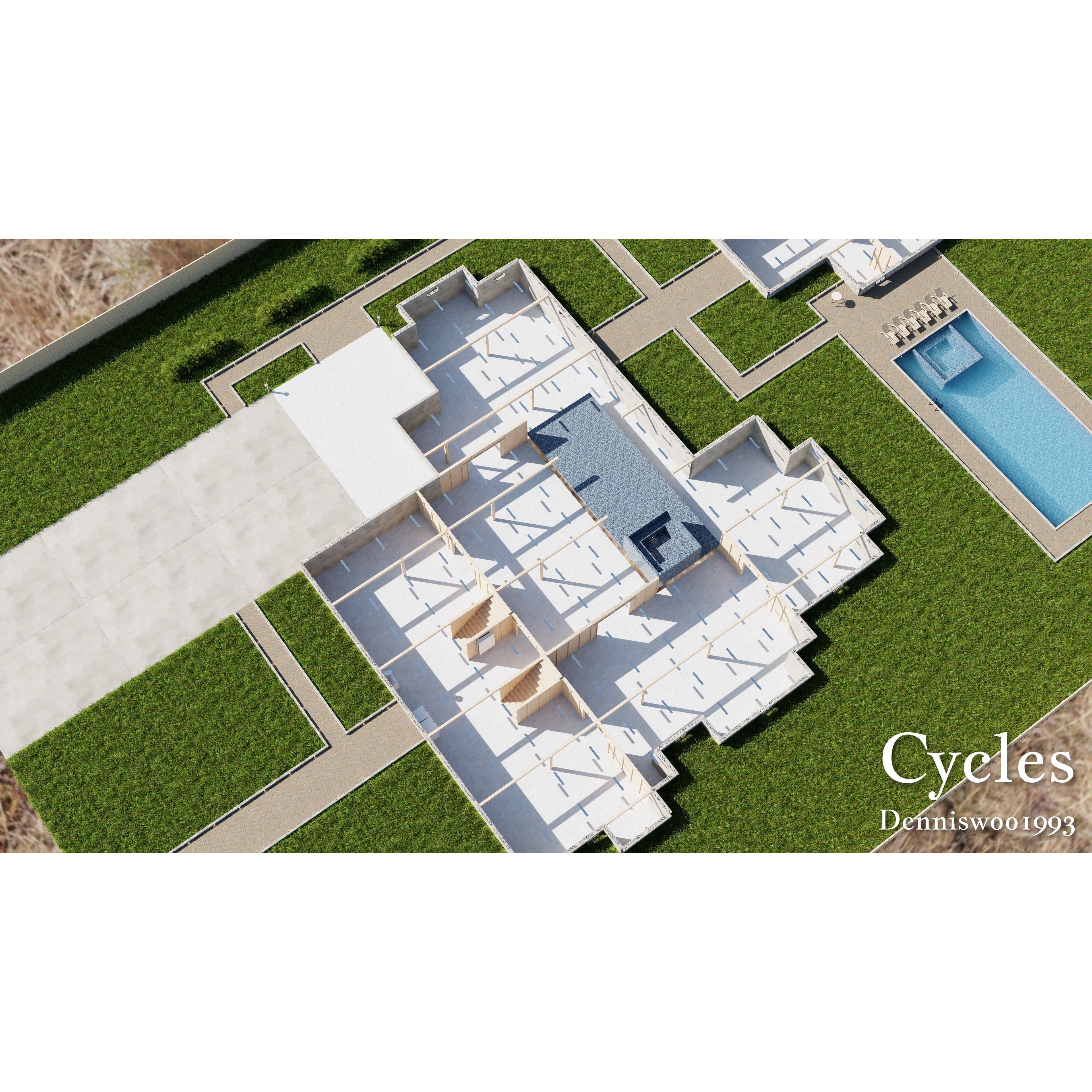 Modular Classic Style American House - Low-Poly Game-Ready 3D Model - View 10