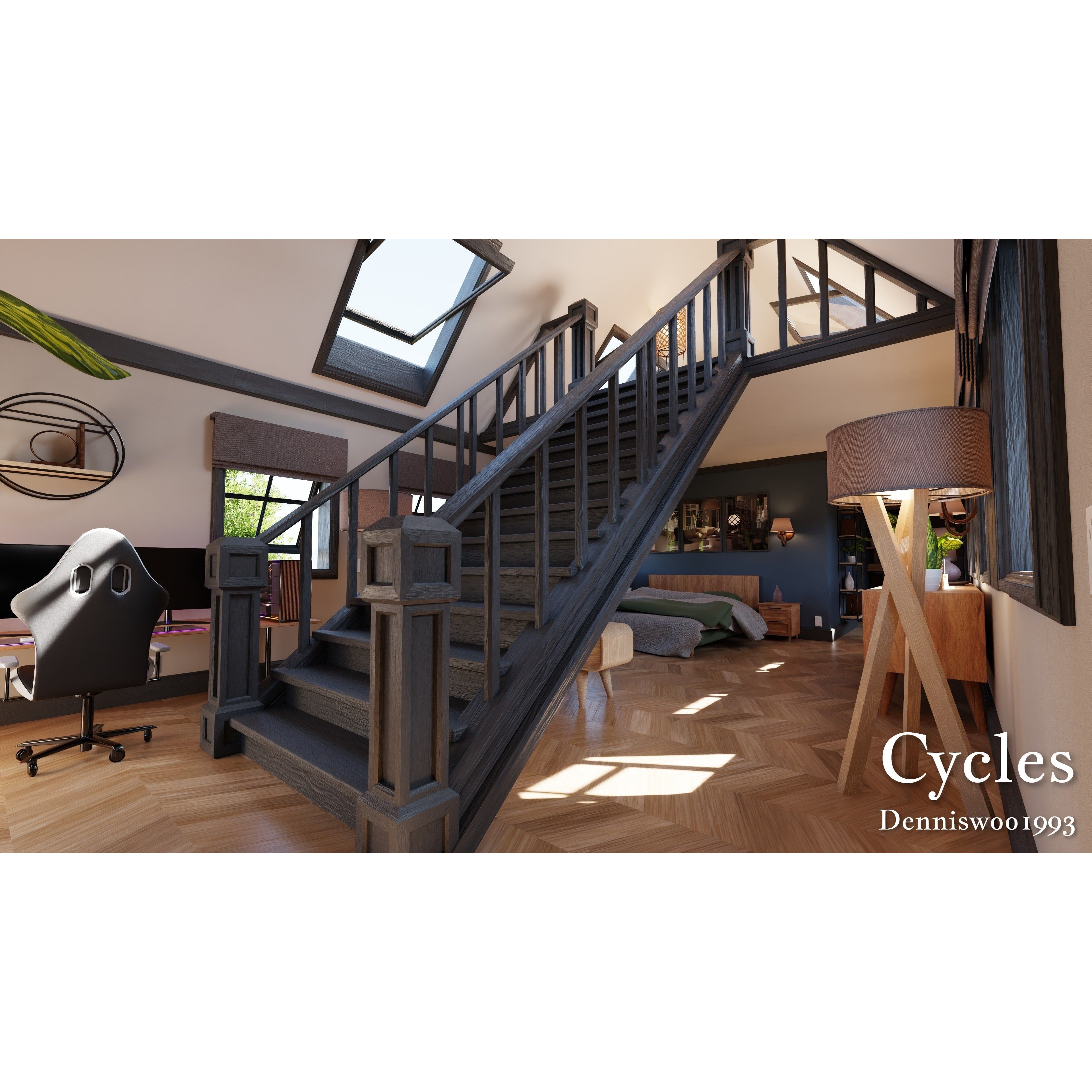 Modular Classic Style American House - Low-Poly Game-Ready 3D Model - View 17