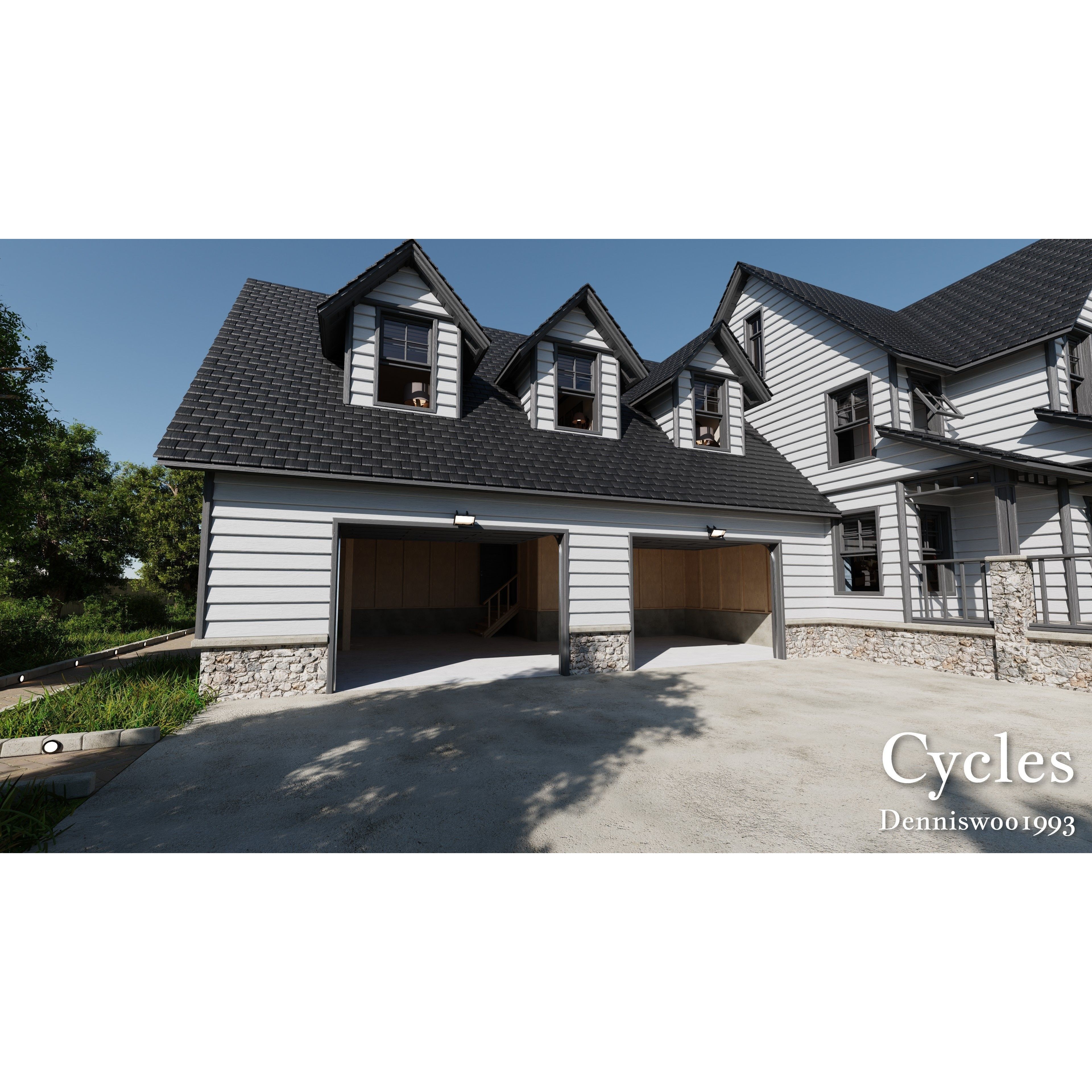 Modular Classic Style American House - Low-Poly Game-Ready 3D Model - View 24