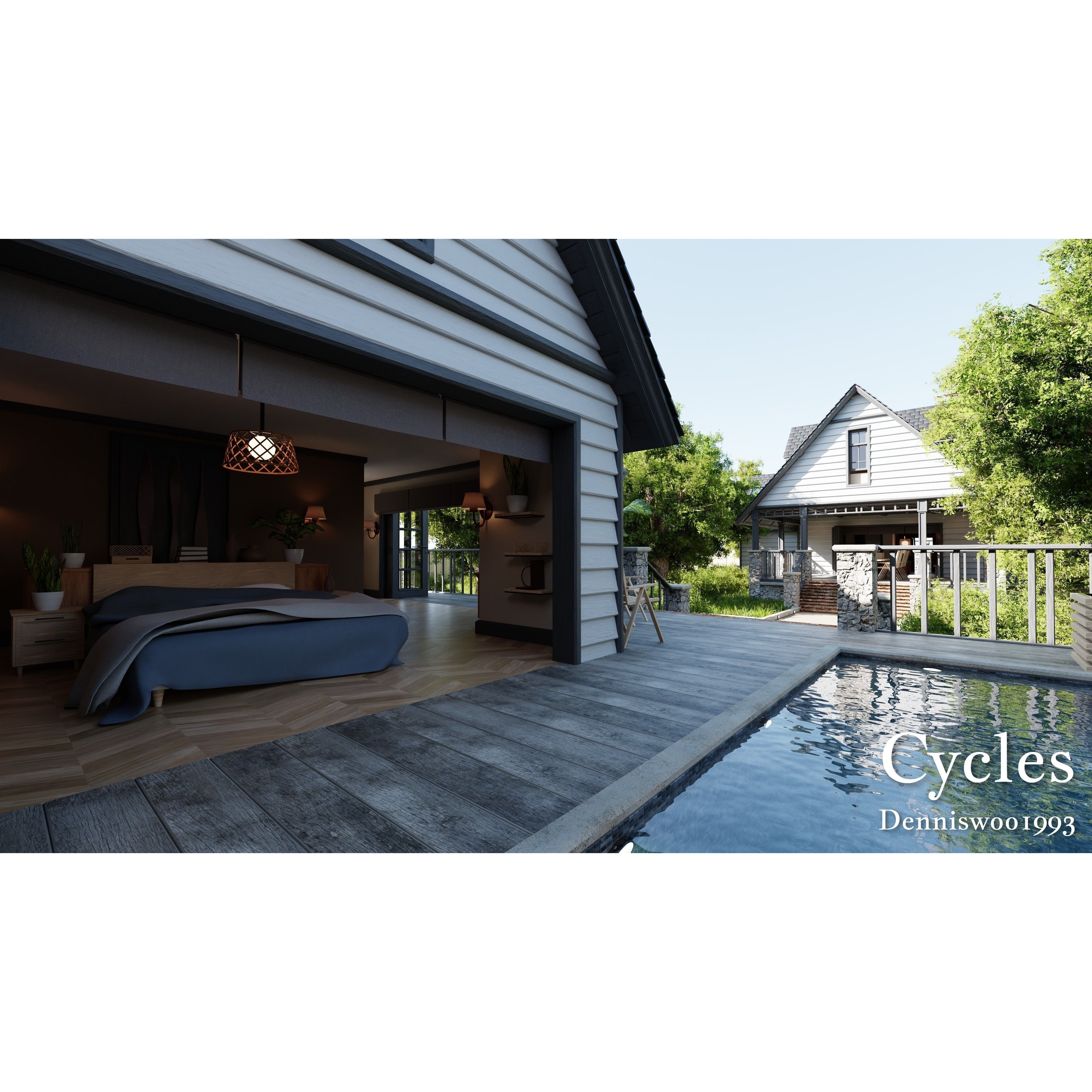 Modular Classic Style American House - Low-Poly Game-Ready 3D Model - View 28