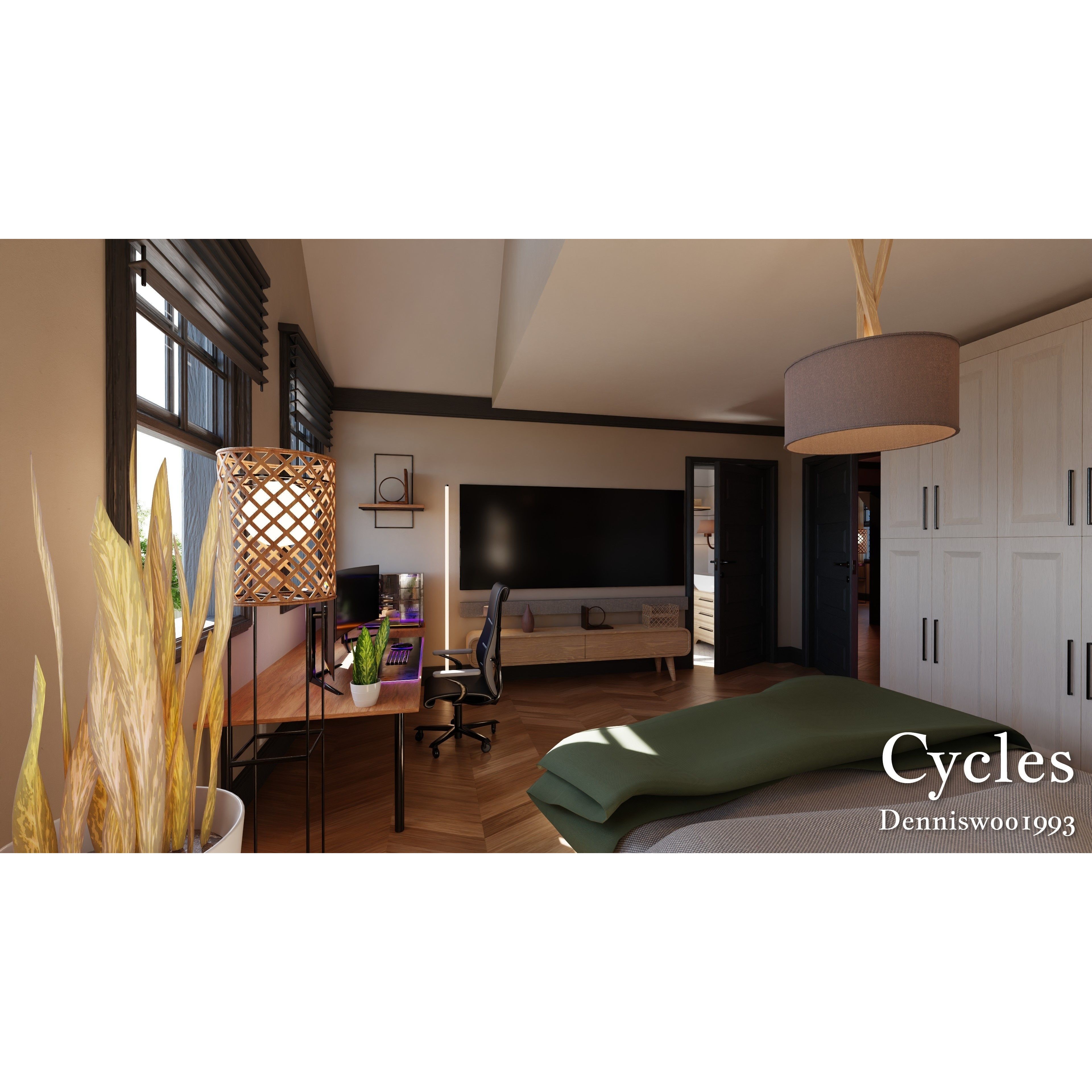 Modular Classic Style American House - Low-Poly Game-Ready 3D Model - View 30