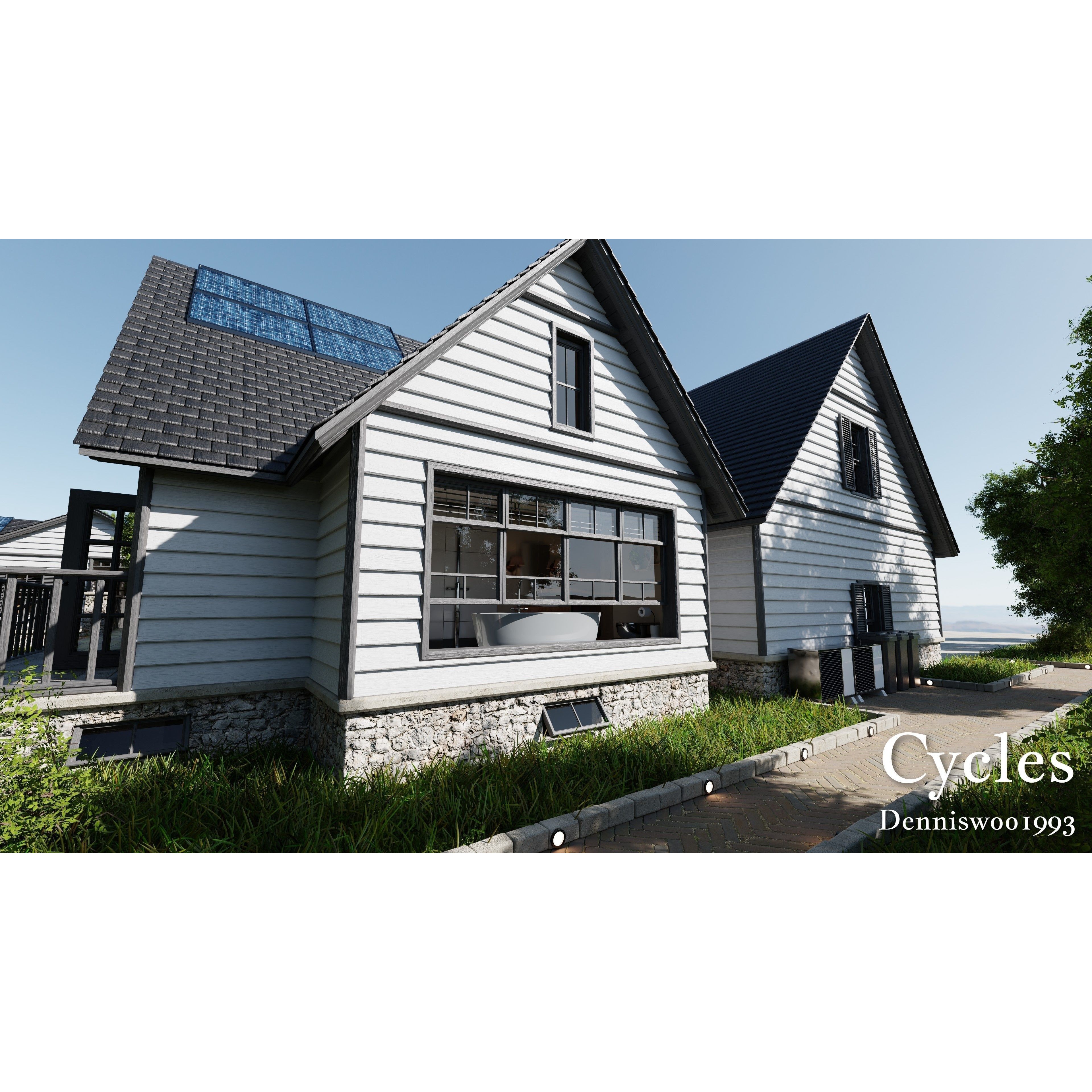 Modular Classic Style American House - Low-Poly Game-Ready 3D Model - View 40