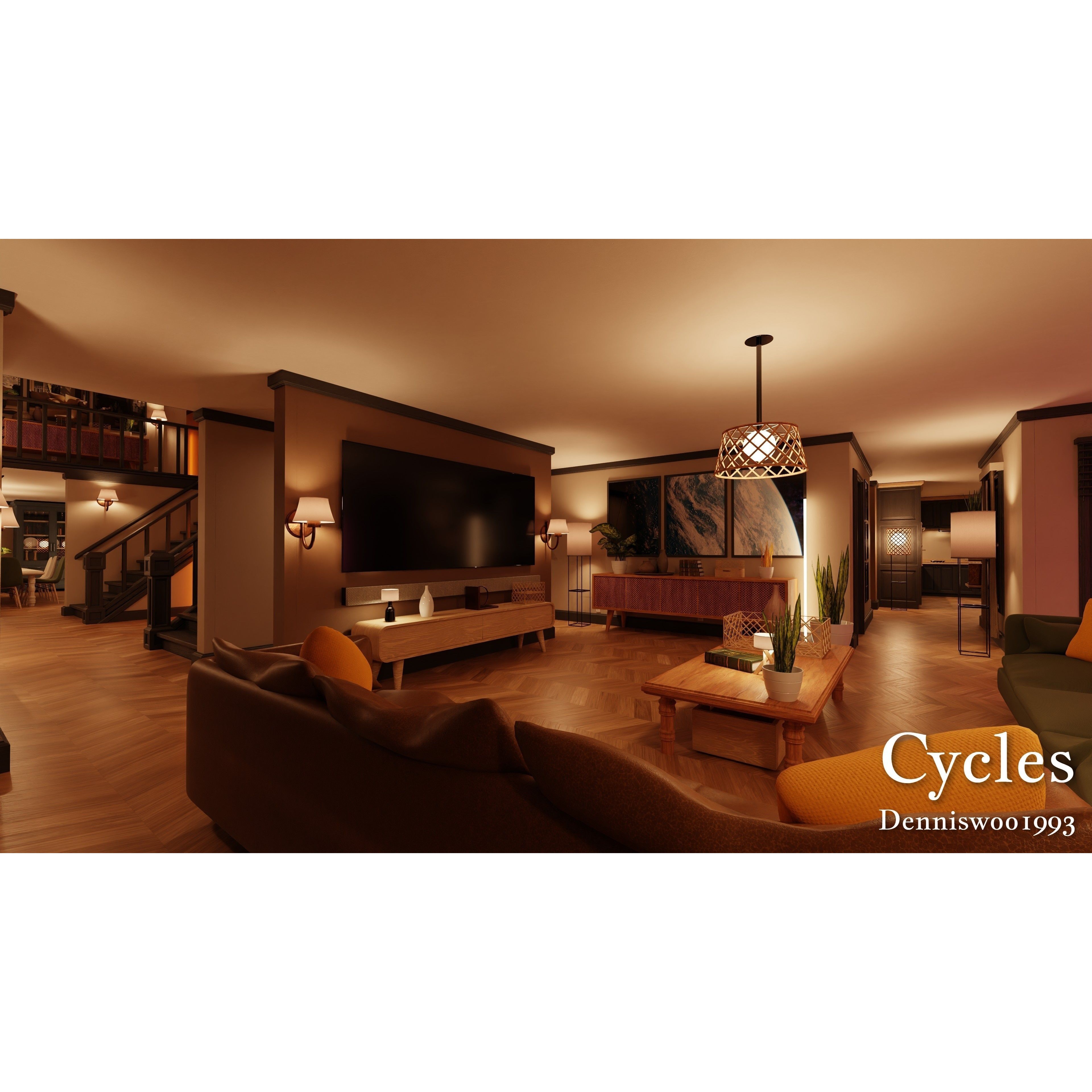 Modular Classic Style American House - Low-Poly Game-Ready 3D Model - View 43