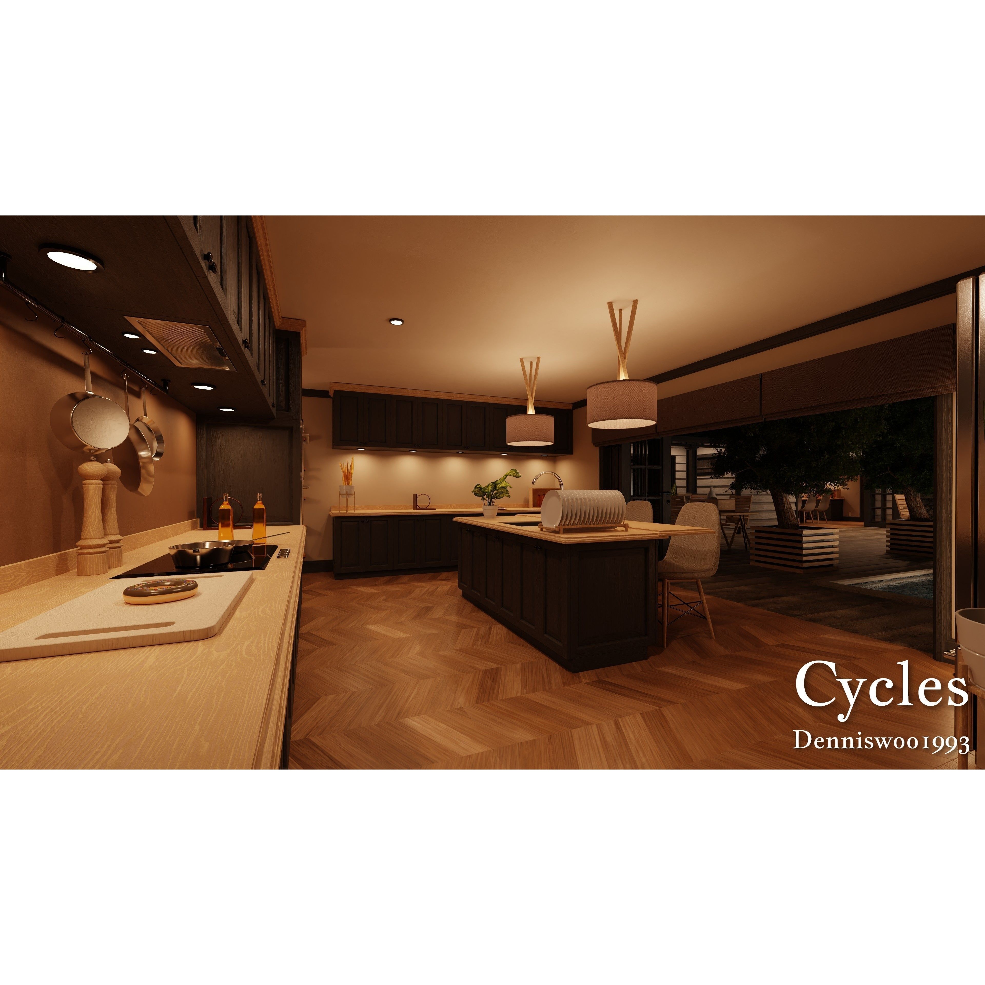 Modular Classic Style American House - Low-Poly Game-Ready 3D Model - View 45