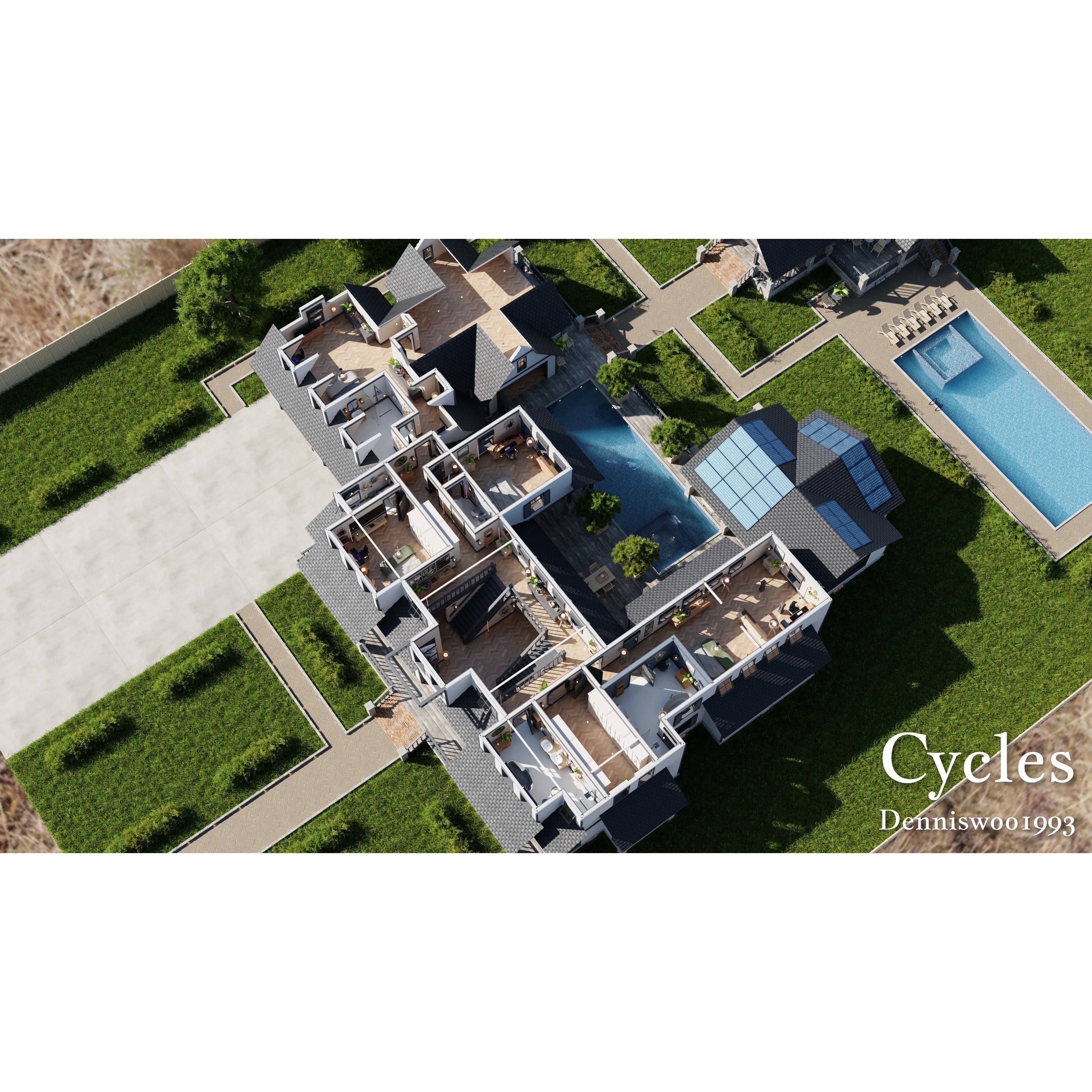 Modular Classic Style American House - Low-Poly Game-Ready 3D Model - View 5