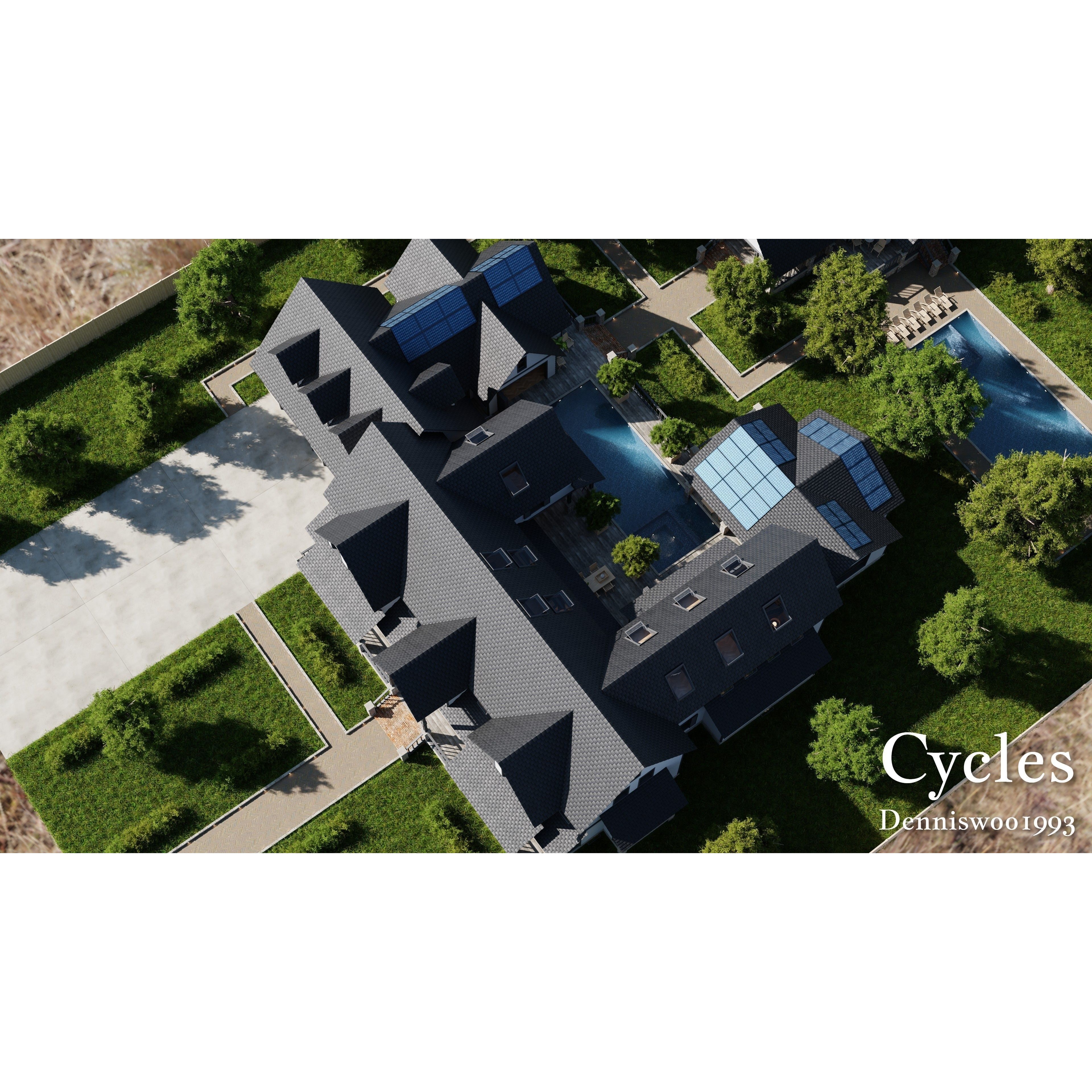 Modular Classic Style American House - Low-Poly Game-Ready 3D Model - View 6
