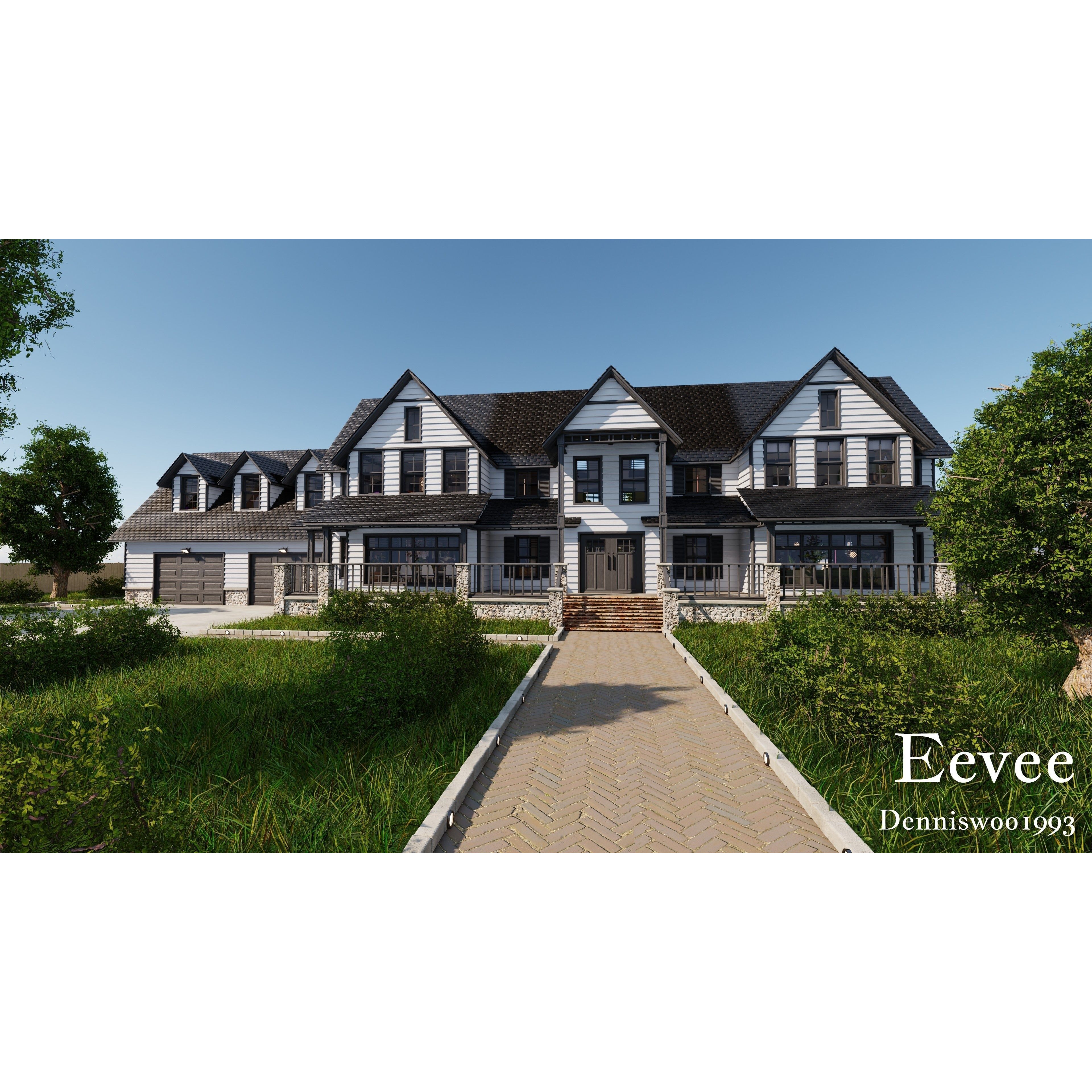 Modular Classic Style American House - Low-Poly Game-Ready 3D Model - View 63