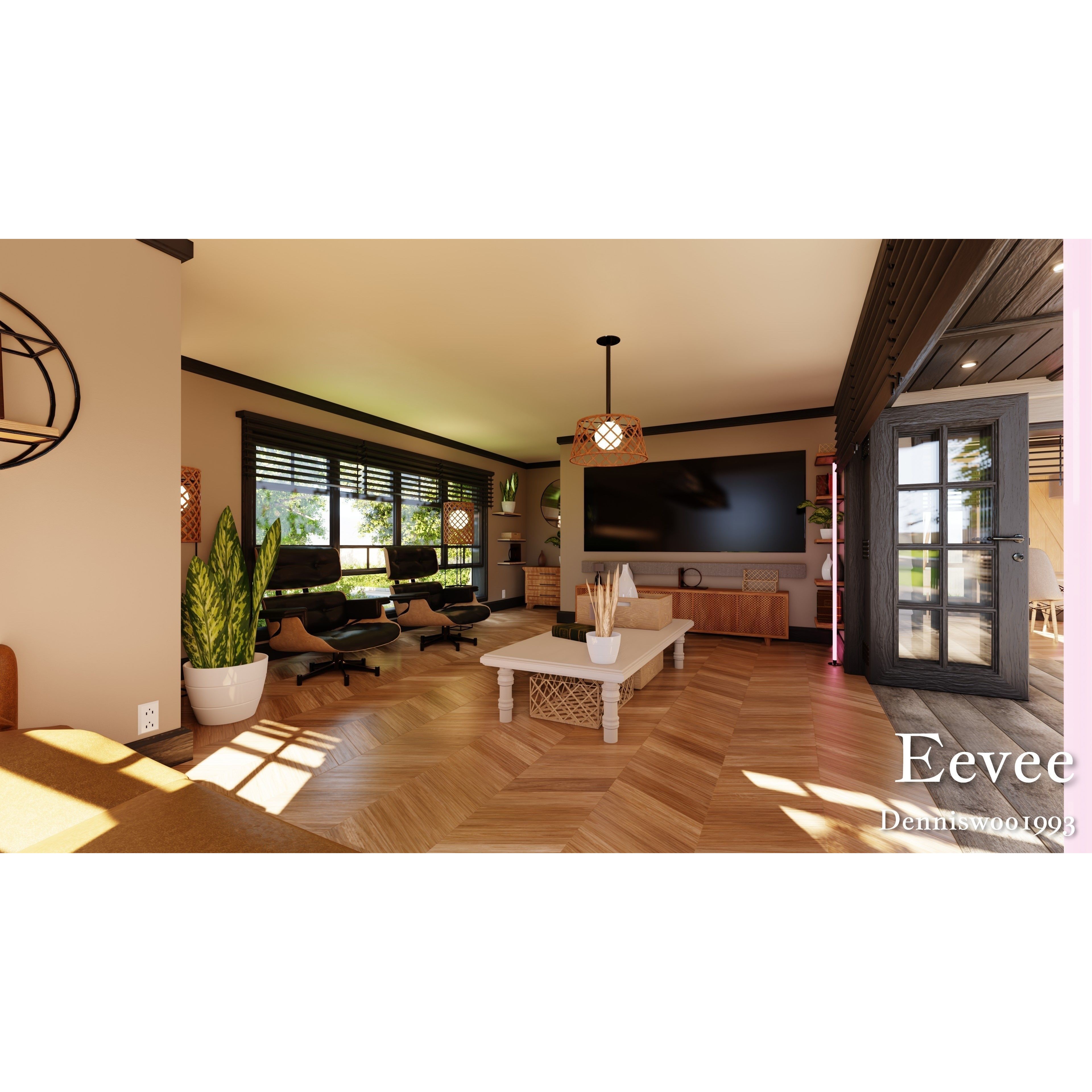 Modular Classic Style American House - Low-Poly Game-Ready 3D Model - View 64