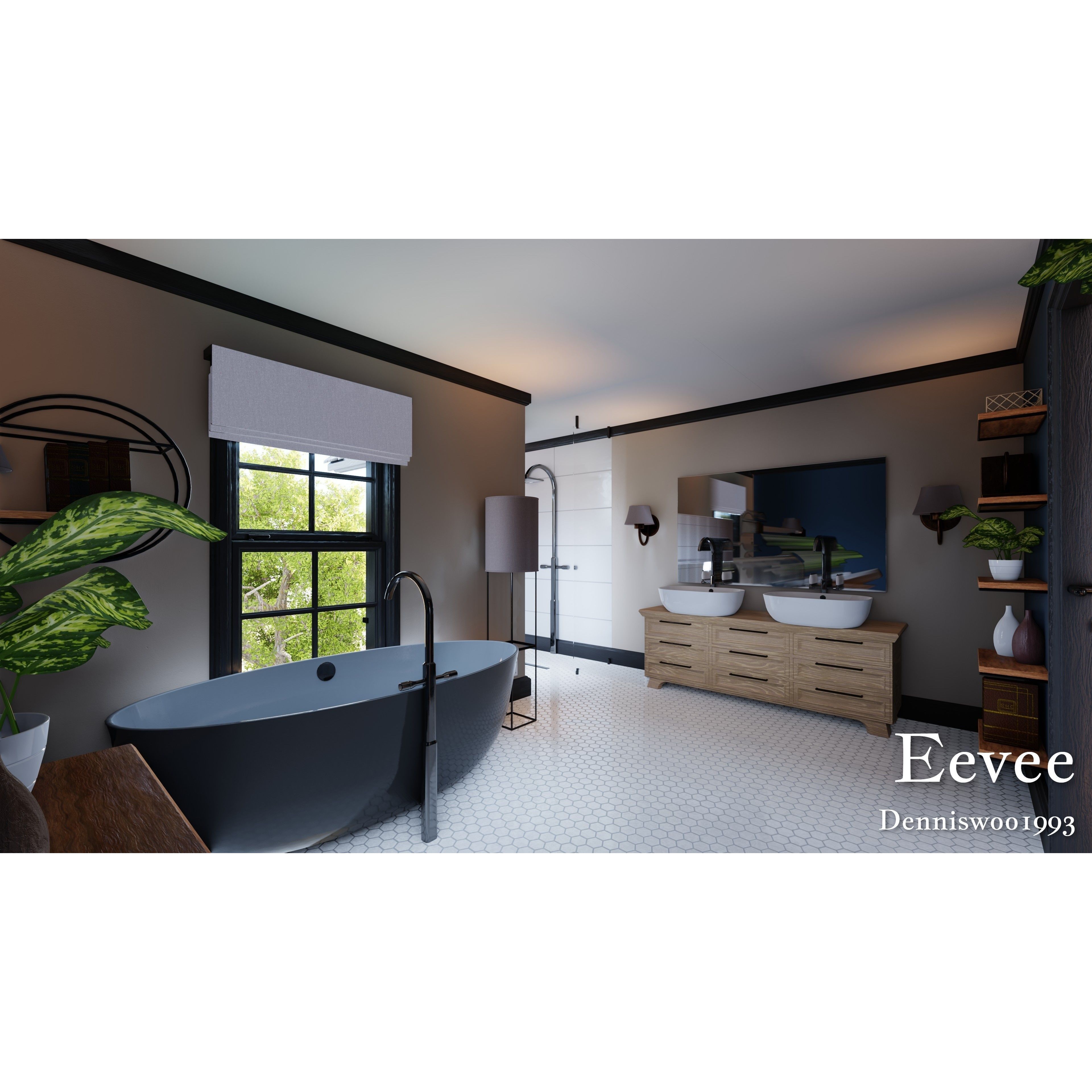 Modular Classic Style American House - Low-Poly Game-Ready 3D Model - View 71