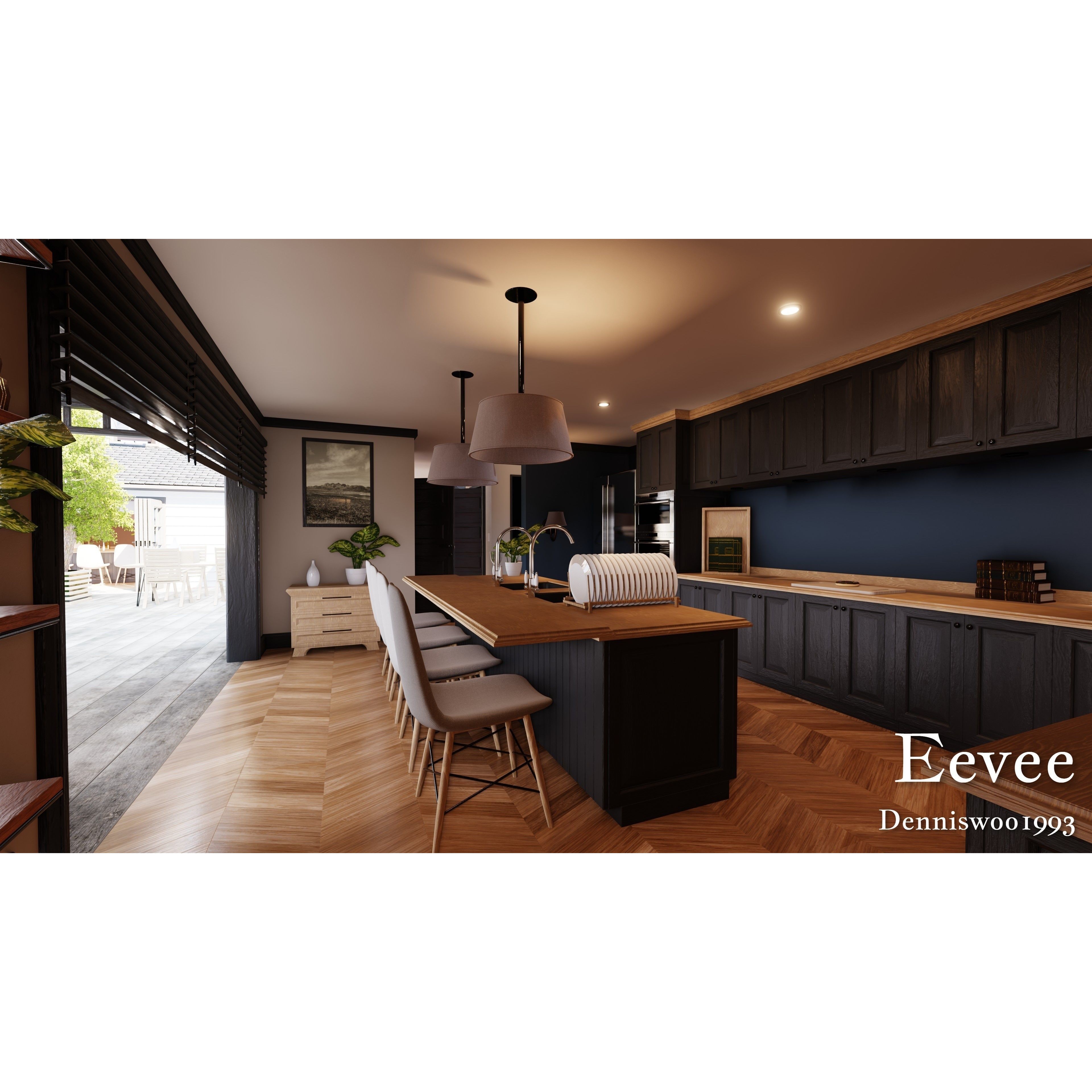 Modular Classic Style American House - Low-Poly Game-Ready 3D Model - View 72