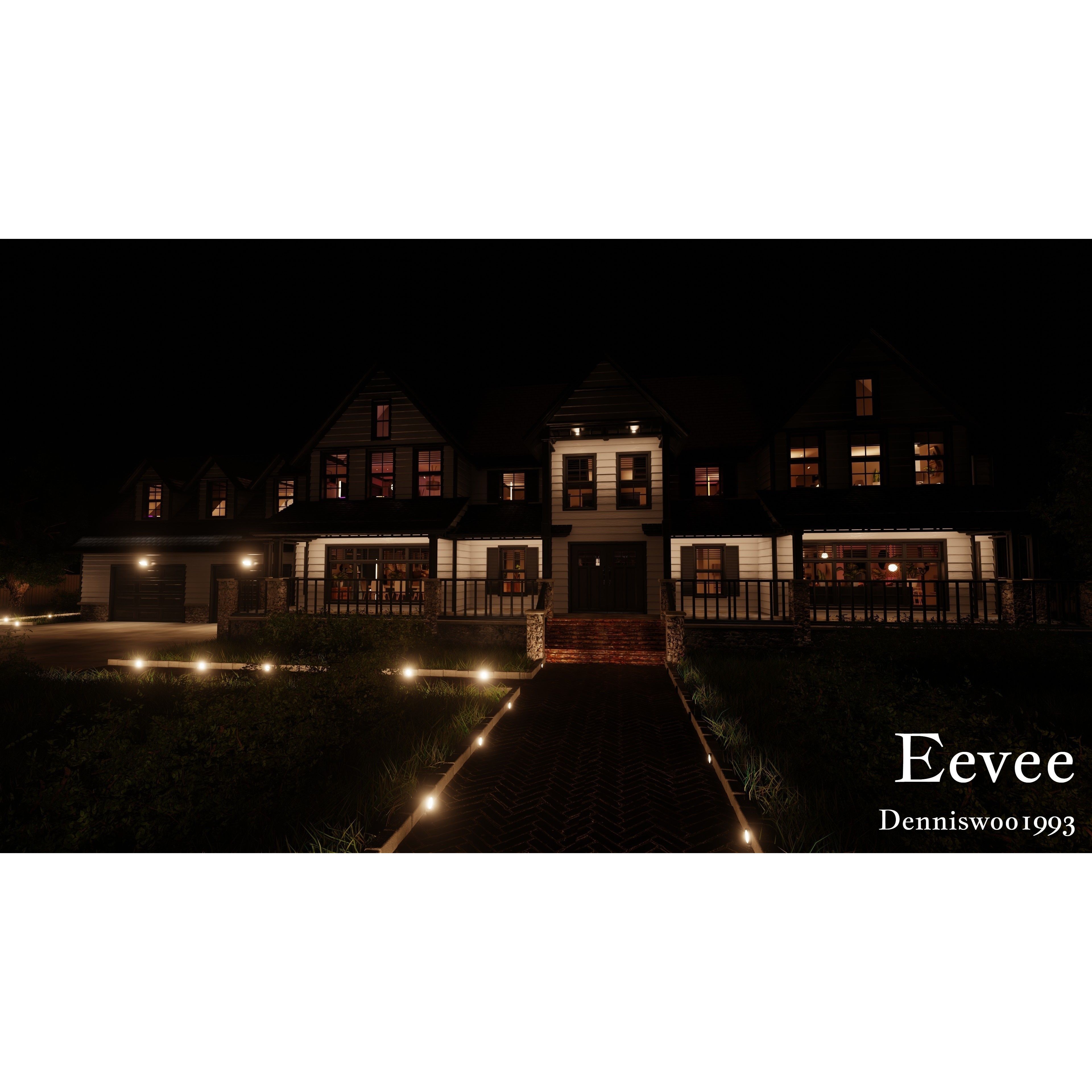 Modular Classic Style American House - Low-Poly Game-Ready 3D Model - View 77