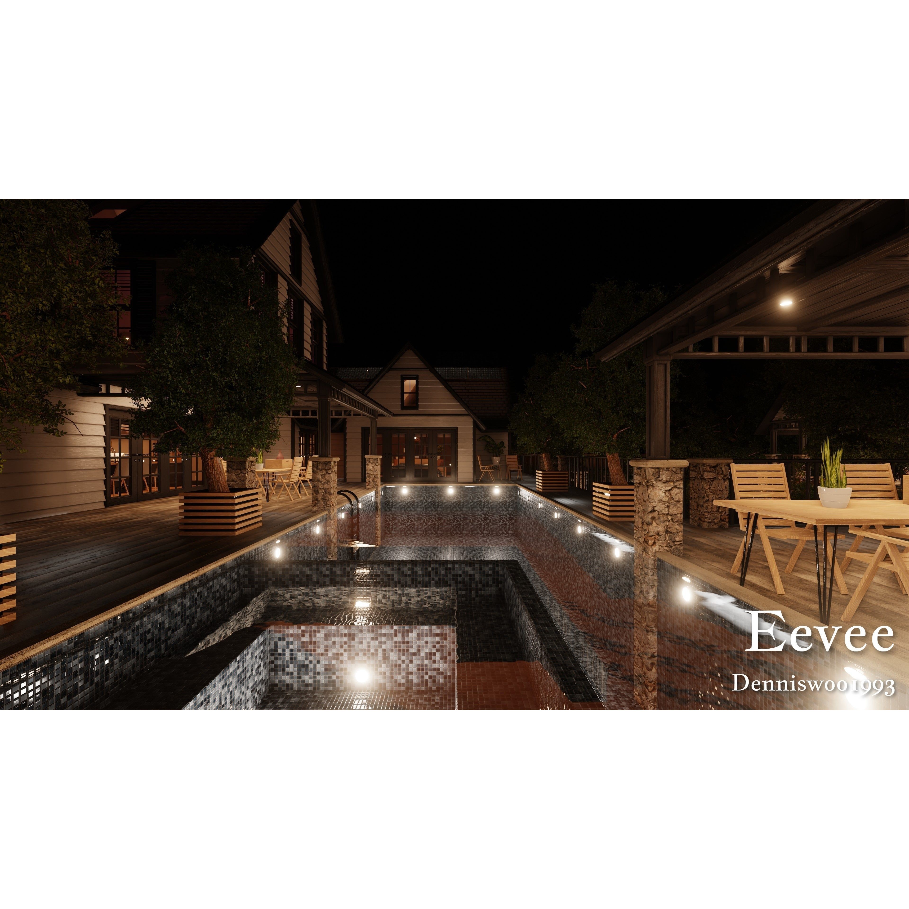 Modular Classic Style American House - Low-Poly Game-Ready 3D Model - View 78