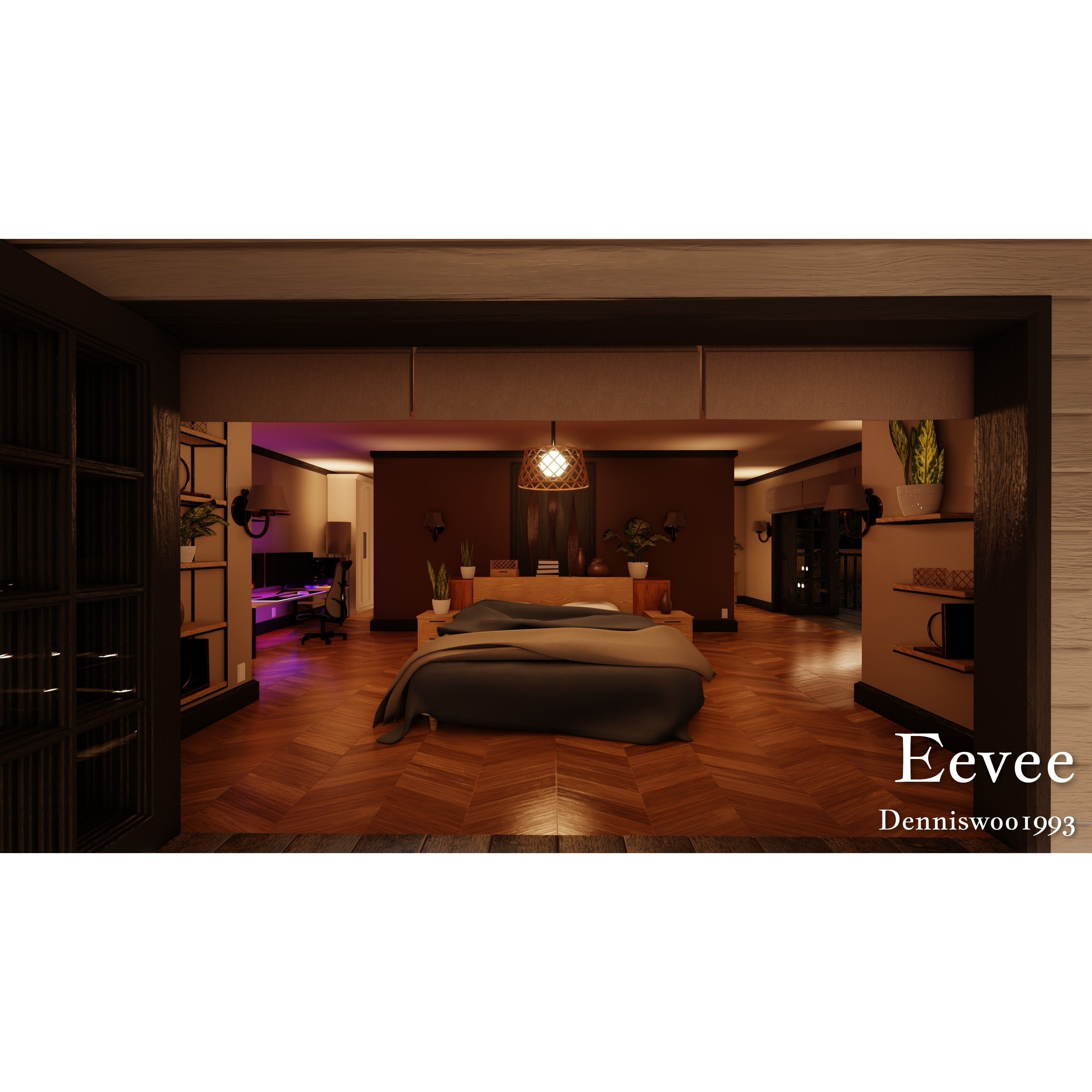 Modular Classic Style American House - Low-Poly Game-Ready 3D Model - View 80