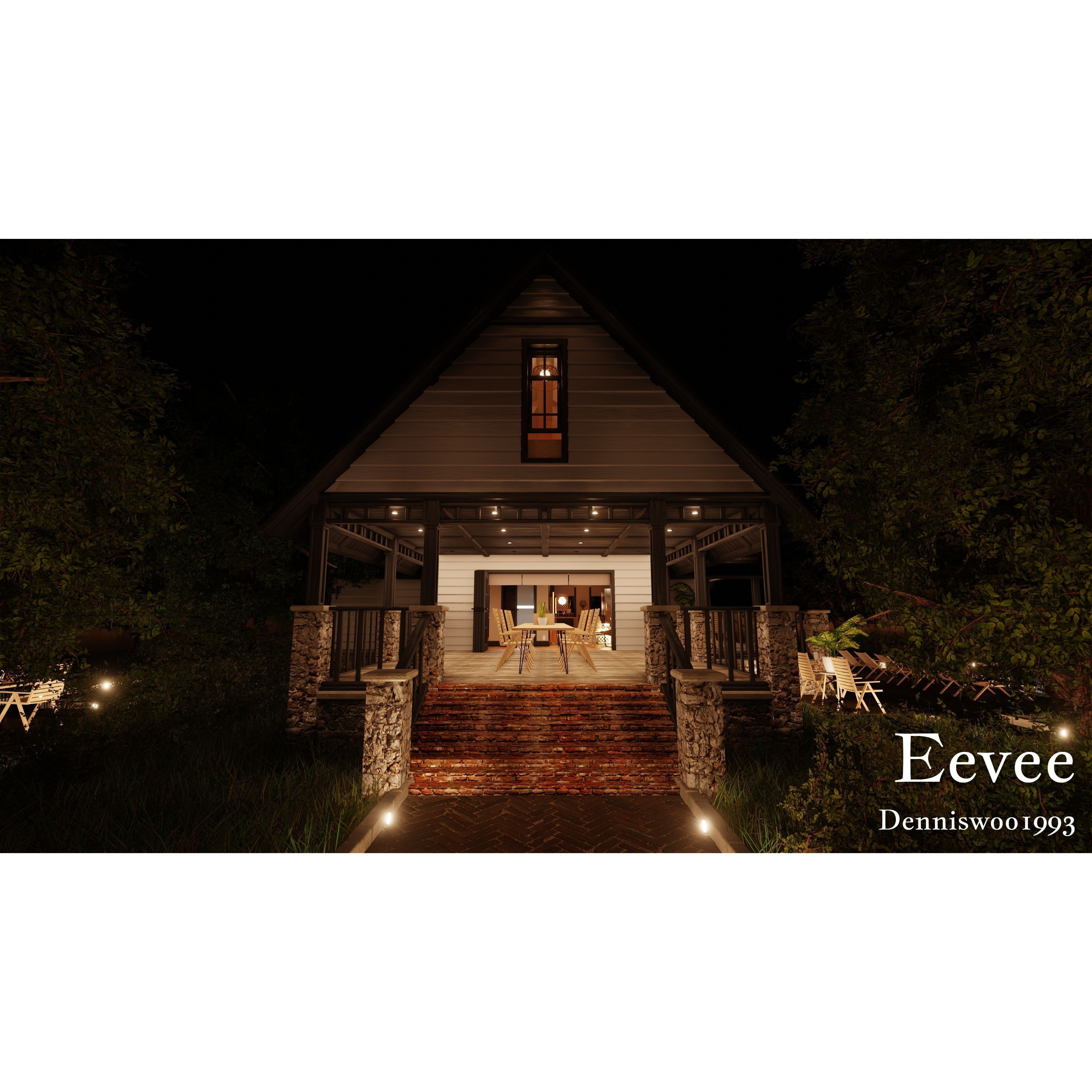 Modular Classic Style American House - Low-Poly Game-Ready 3D Model - View 84