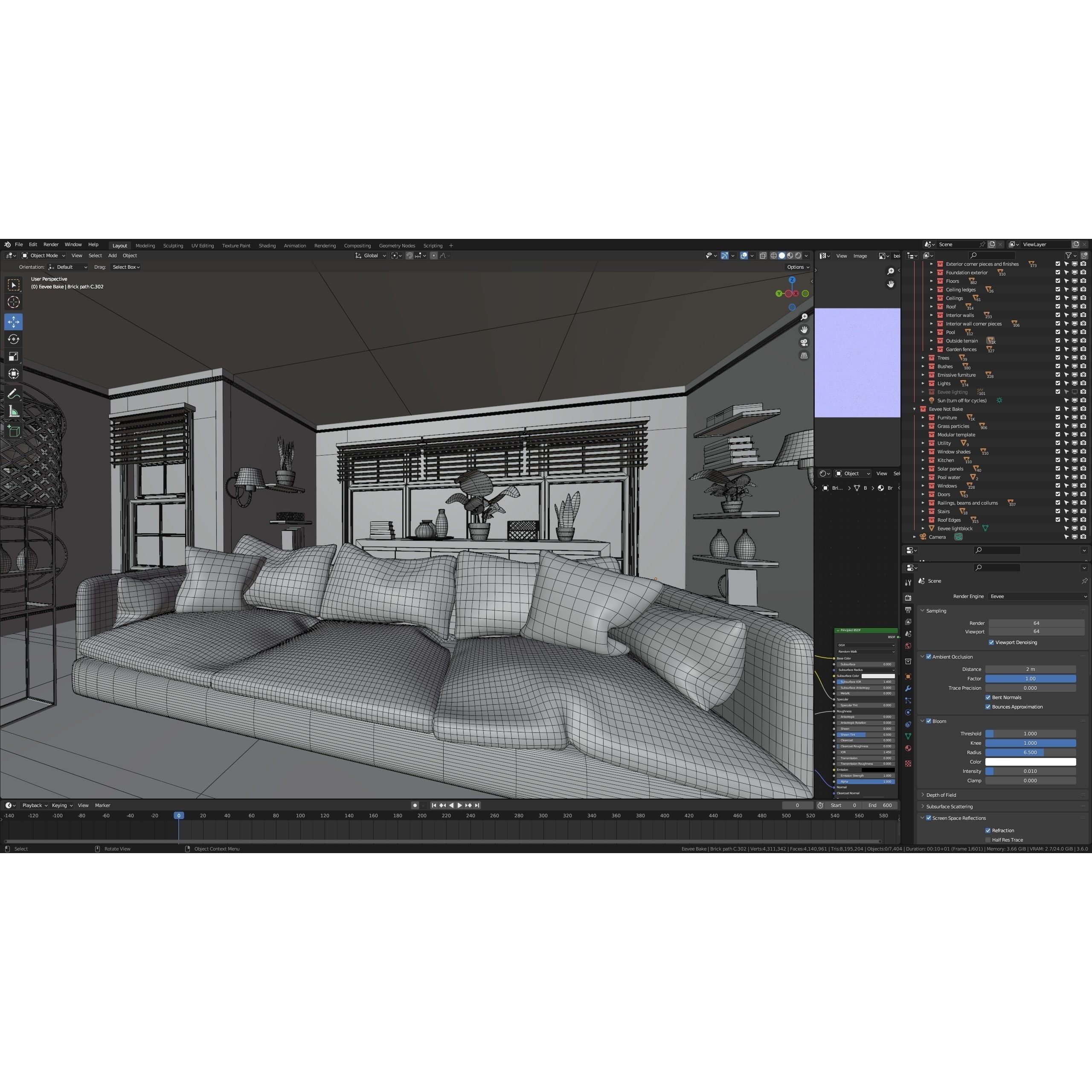 Modular Classic Style American House - Low-Poly Game-Ready 3D Model - View 87
